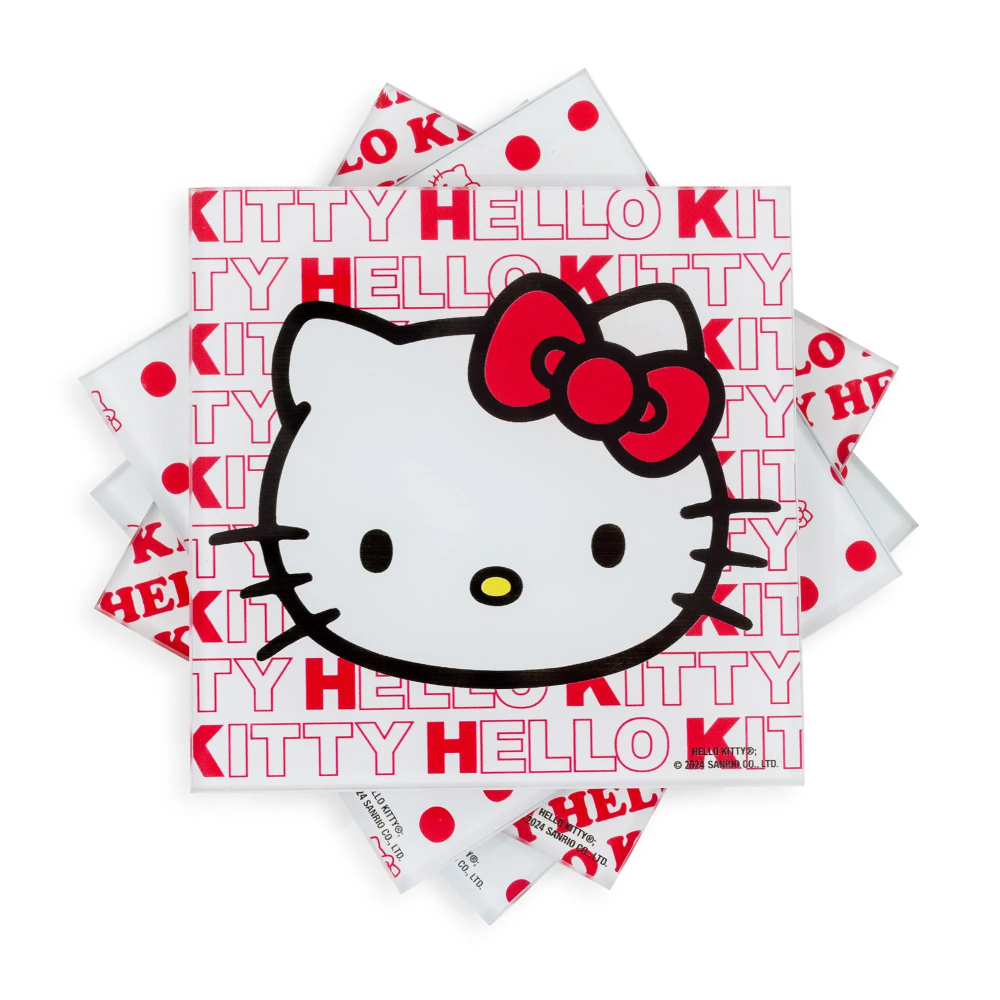 Sanrio Hello Kitty Red Bow Glass Coasters | Set of 4 - Image 3