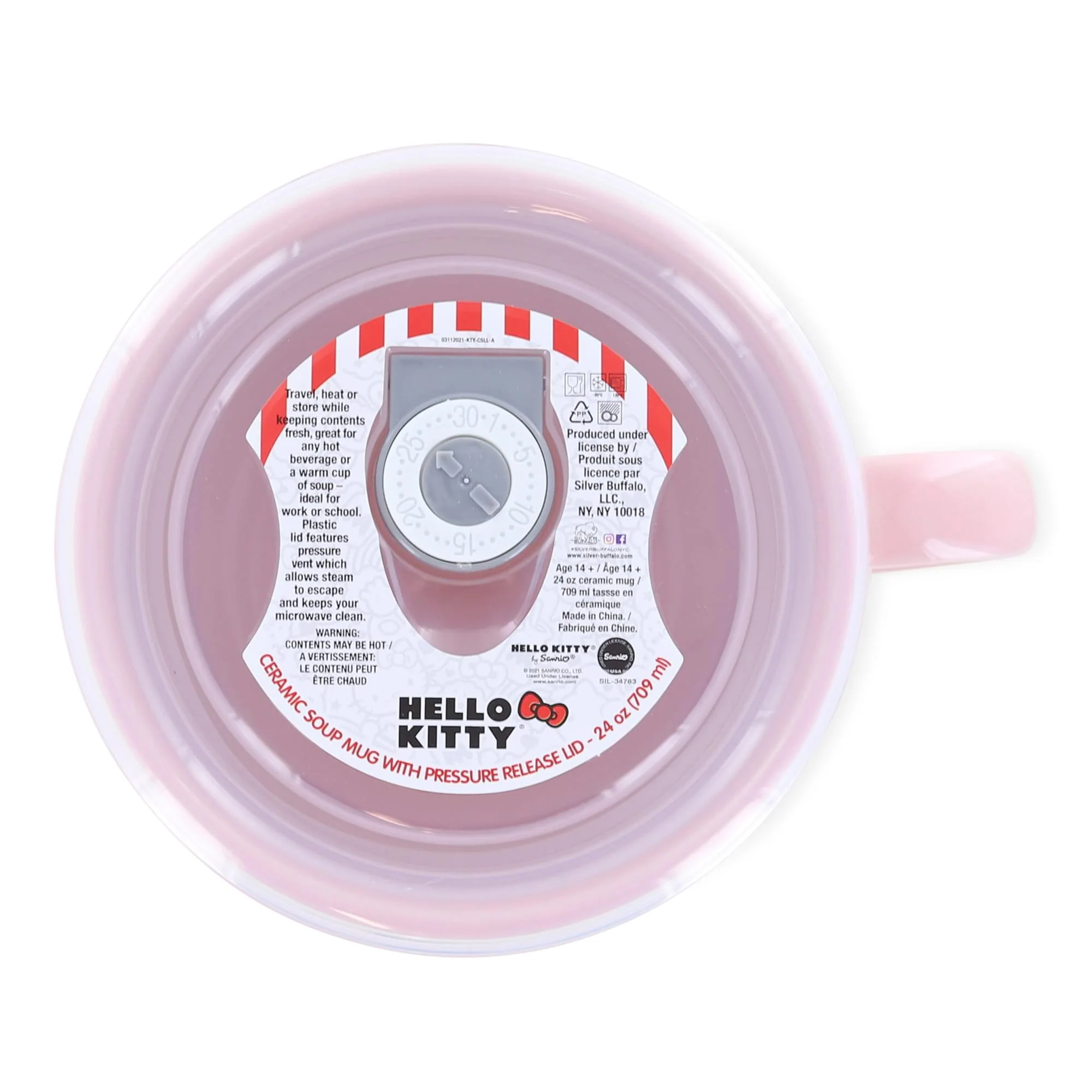 Hello Kitty Strawberries 25oz Ceramic Soup Mug with Vented Lid - Image 3