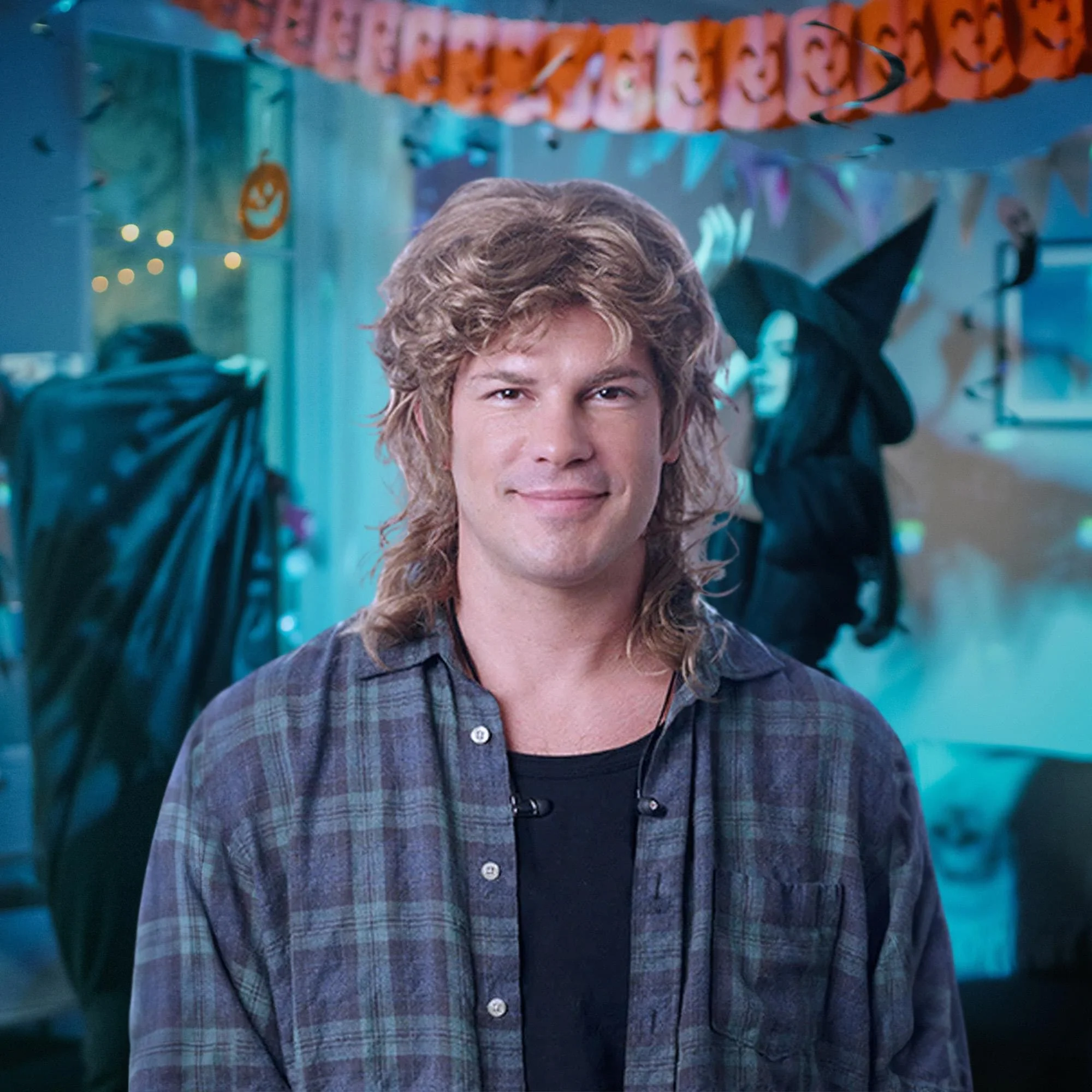 Hipster Mullet MIxed Mixed Blonde Costume Wig - Image 2