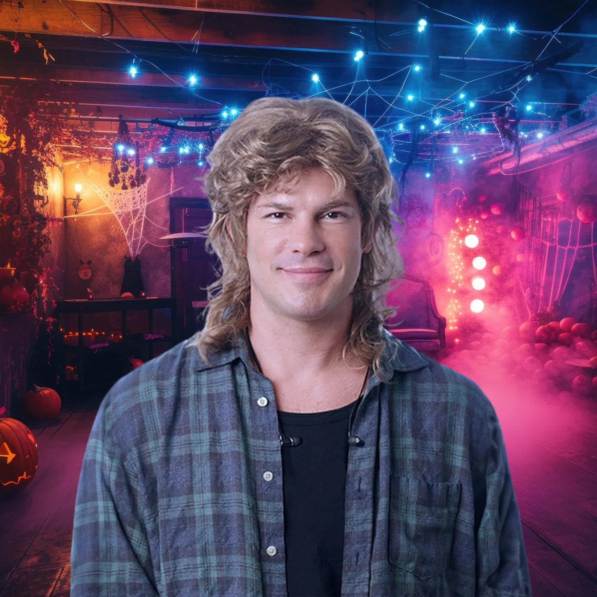 Hipster Mullet MIxed Mixed Blonde Costume Wig - Image 3