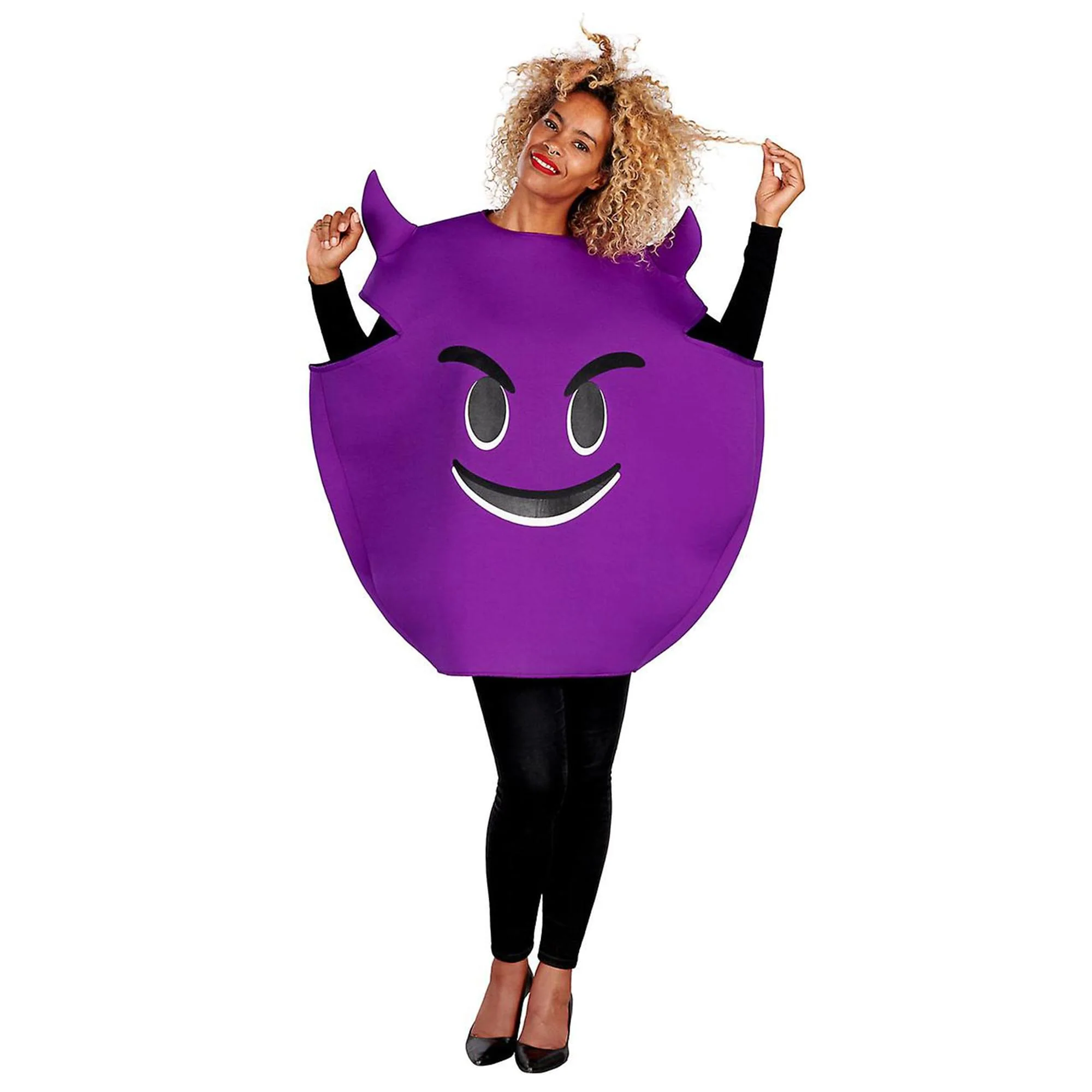 Horny Devil Purple Emoji Adult Unisex Costume | One Size - Image 2