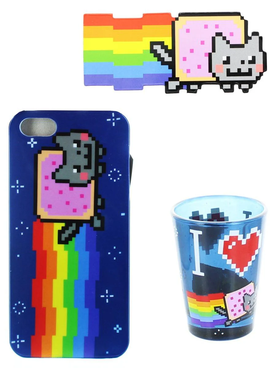 I Love Nyan Cat Bundle: Magnet, Shot Glass, iPhone 5 Case