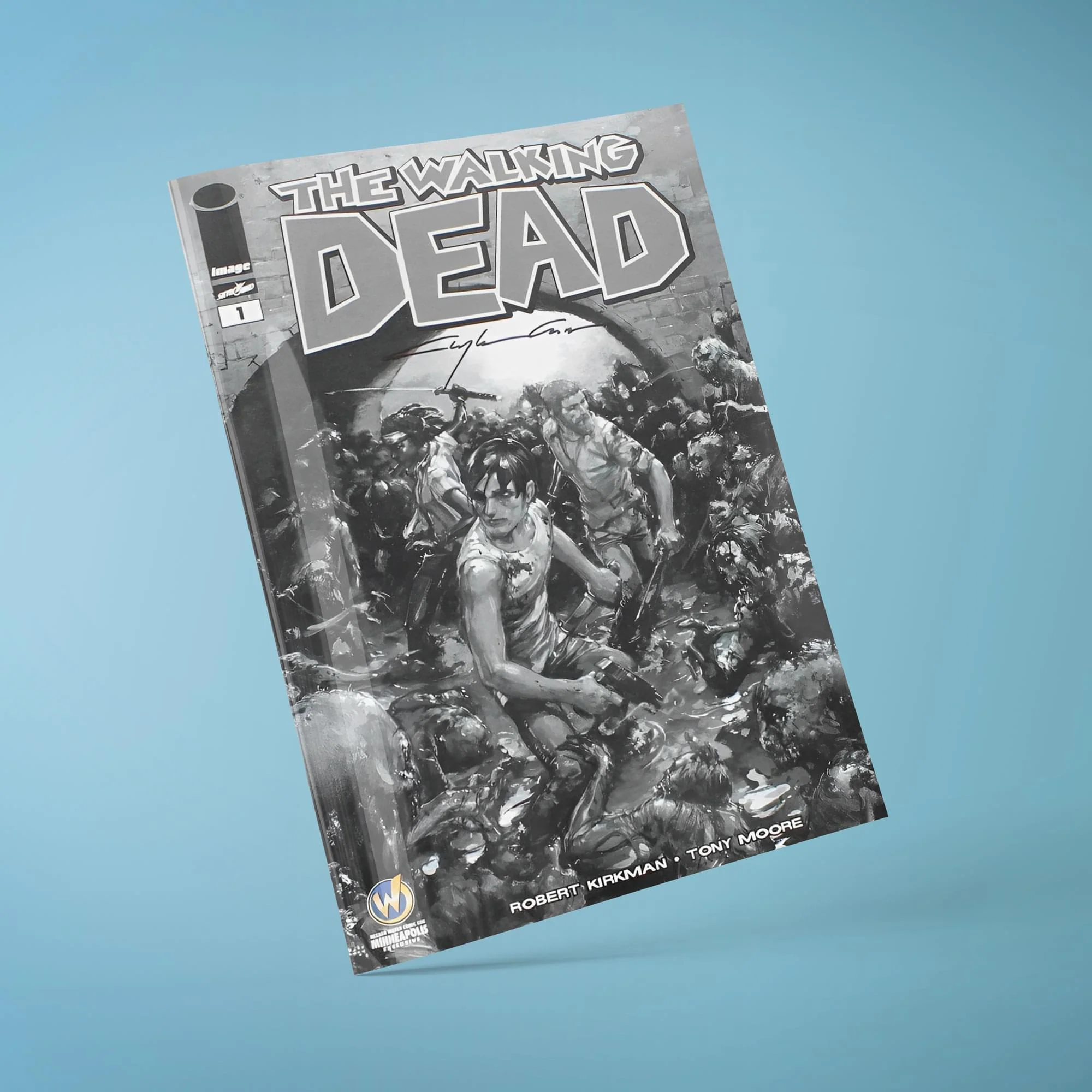 Image Comics The Walking Dead #1 | WW Minneapolis B&W Cover | AUTOGRAPHED - Clayton Crain - Image 3