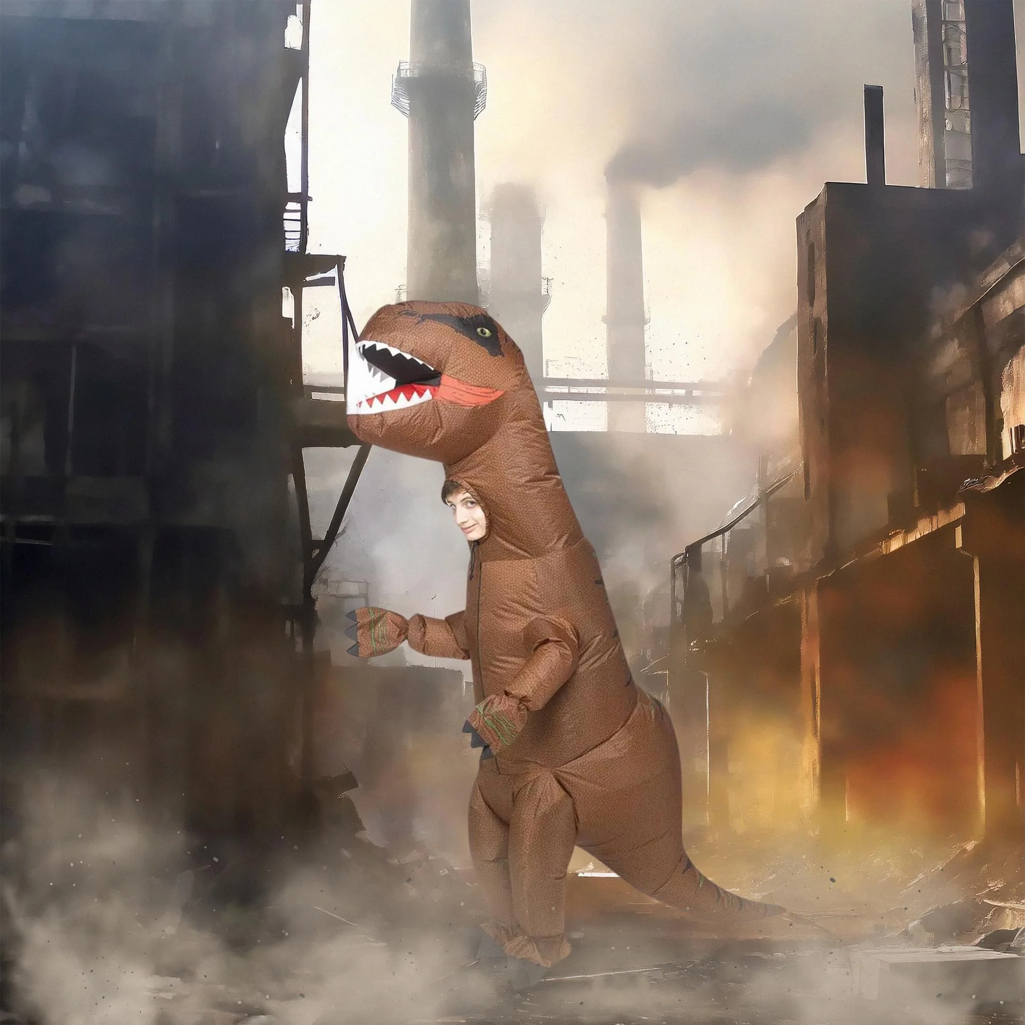 Inflatable T-Rex Child Costume | One Size Fits Up To Size 14 - Image 4