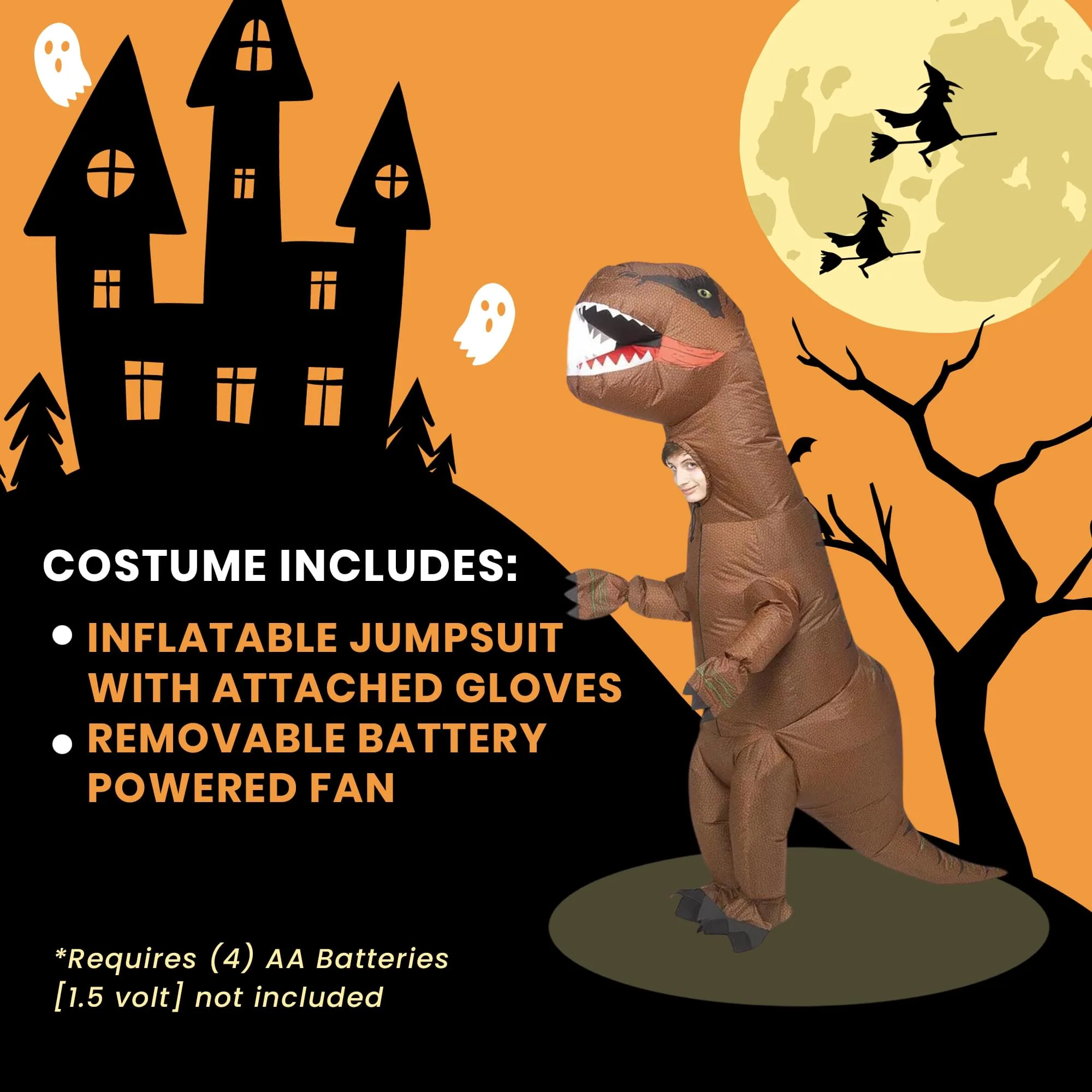 Inflatable T-Rex Child Costume | One Size Fits Up To Size 14 - Image 5