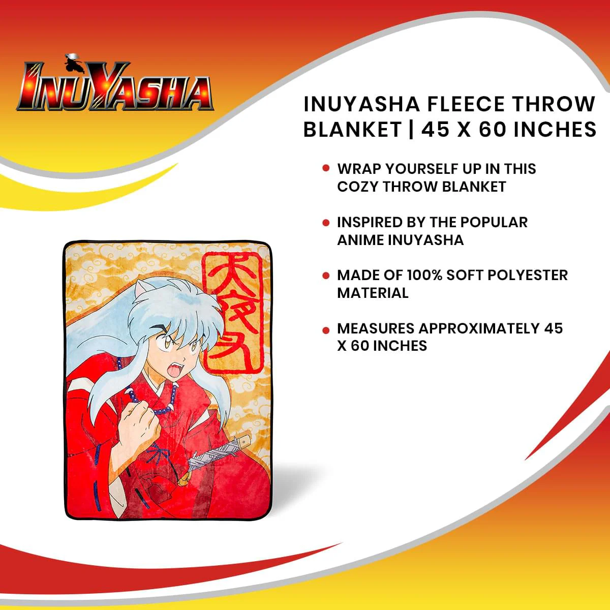 Inuyasha Fleece Throw Blanket | 45 x 60 Inches - Image 7