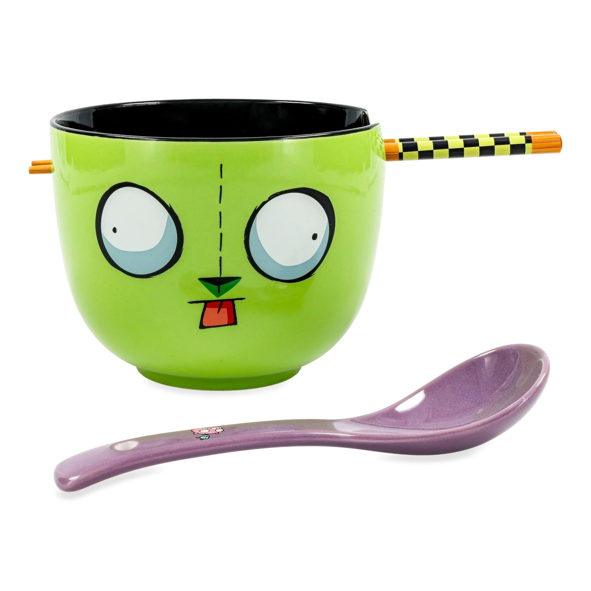 Invader Zim GIR Ceramic Ramen Bowl, Chopstick, and Spoon Set - Image 2