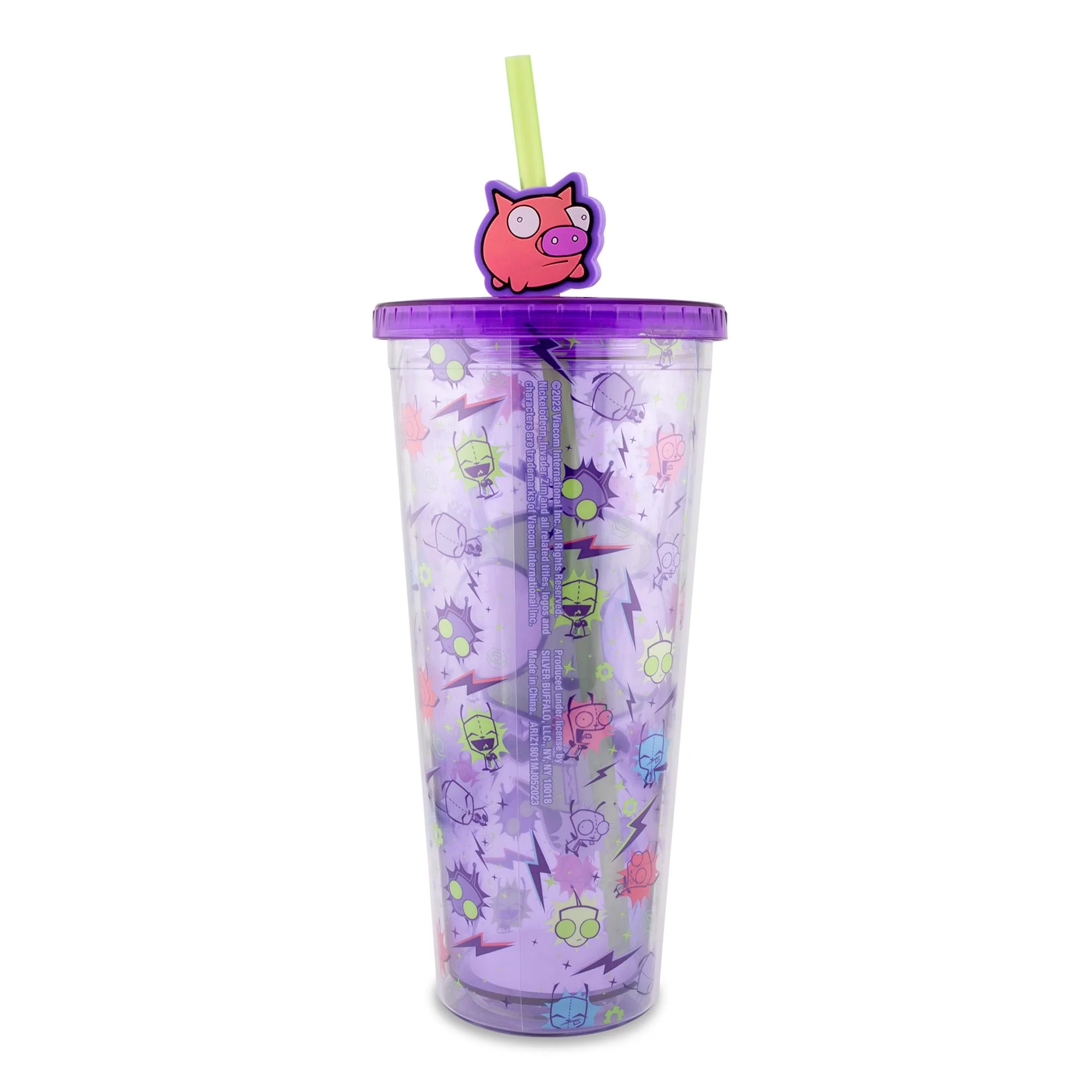 Invader Zim GIR Plastic Carnival Cup With Lid and Straw Topper | Holds 24 Ounces - Image 2