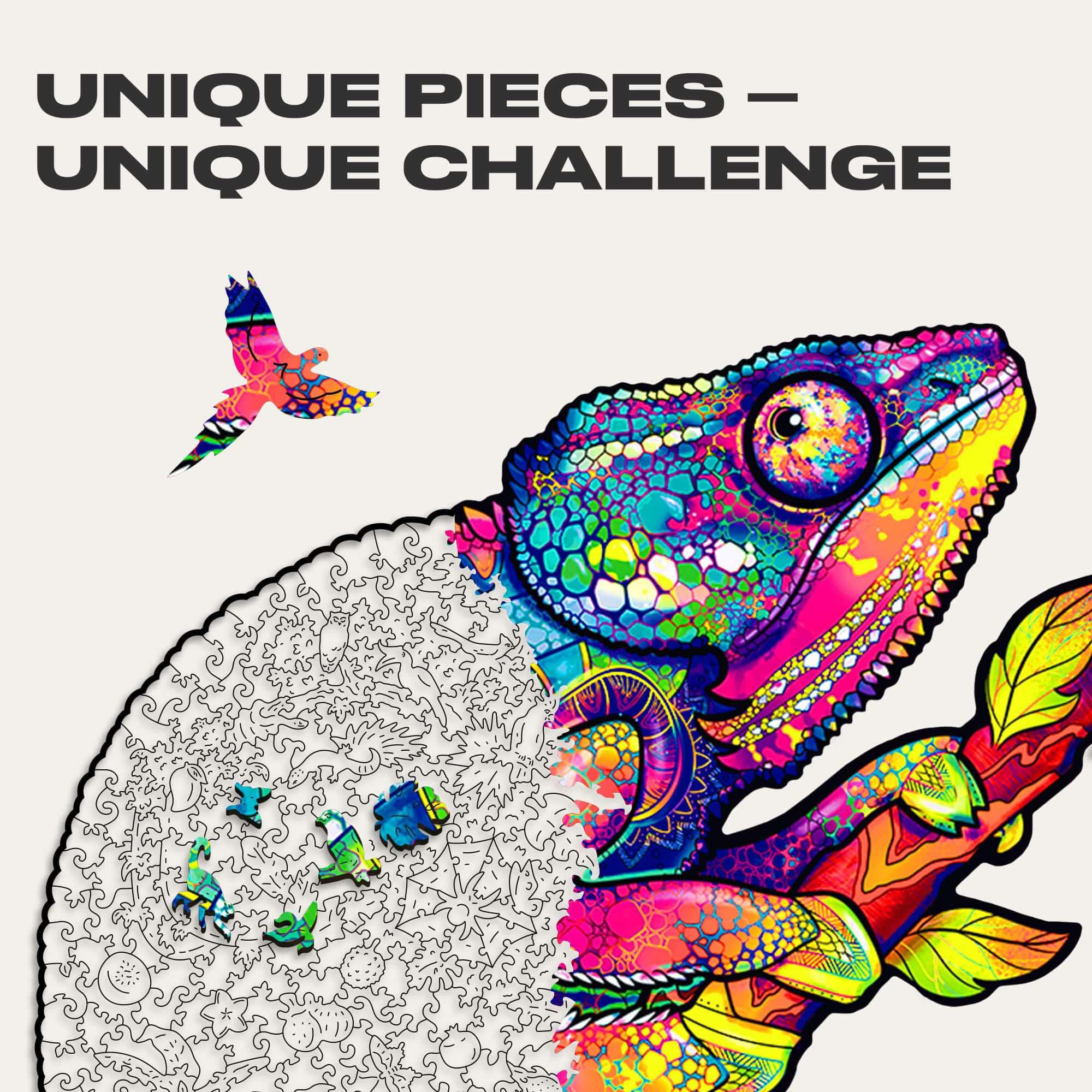 Iridescent Chameleon 314 Piece Shaped Wooden Jigsaw Puzzle - Image 2