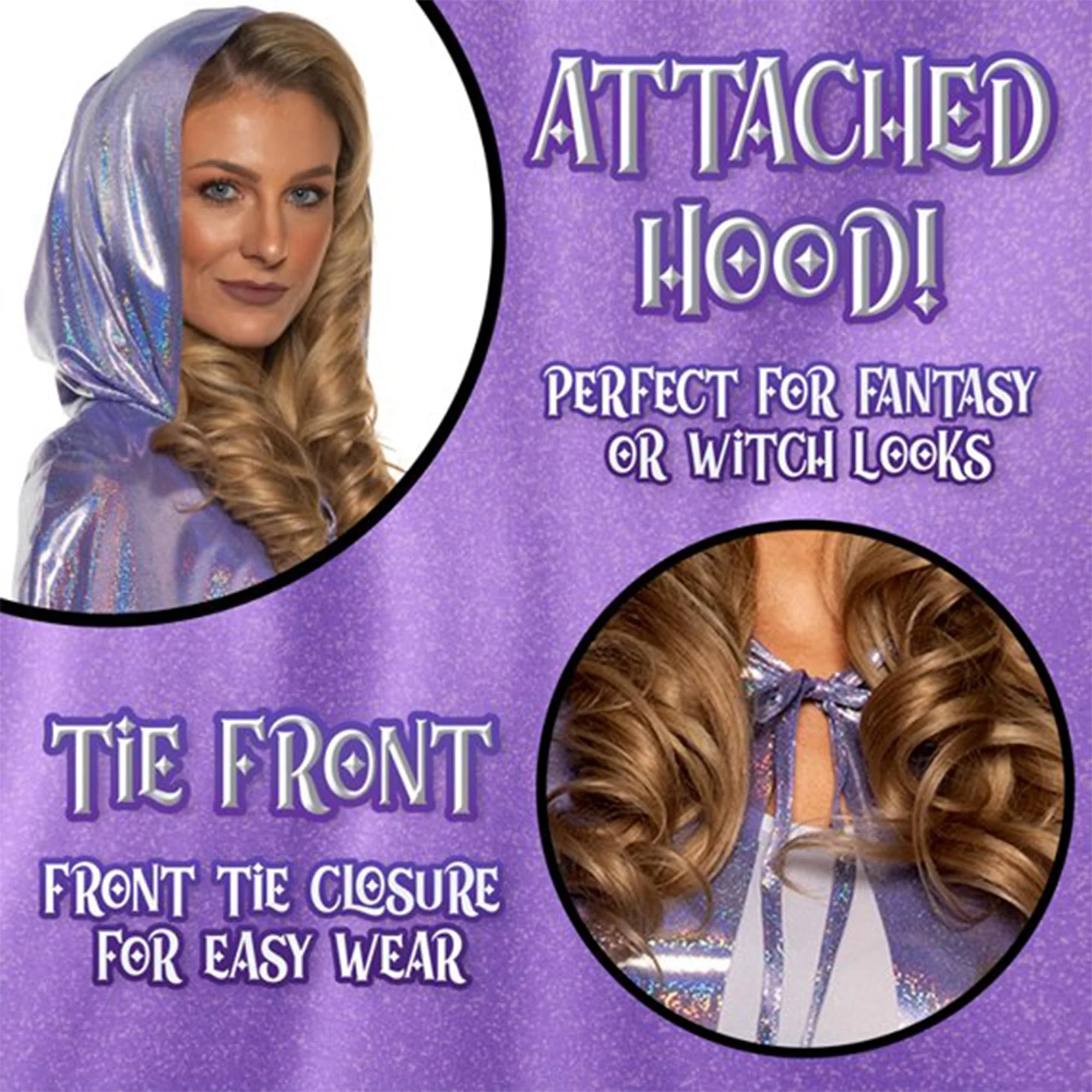 Iridescent Lavender Adult Hooded Costume Cape | Standard - Image 3