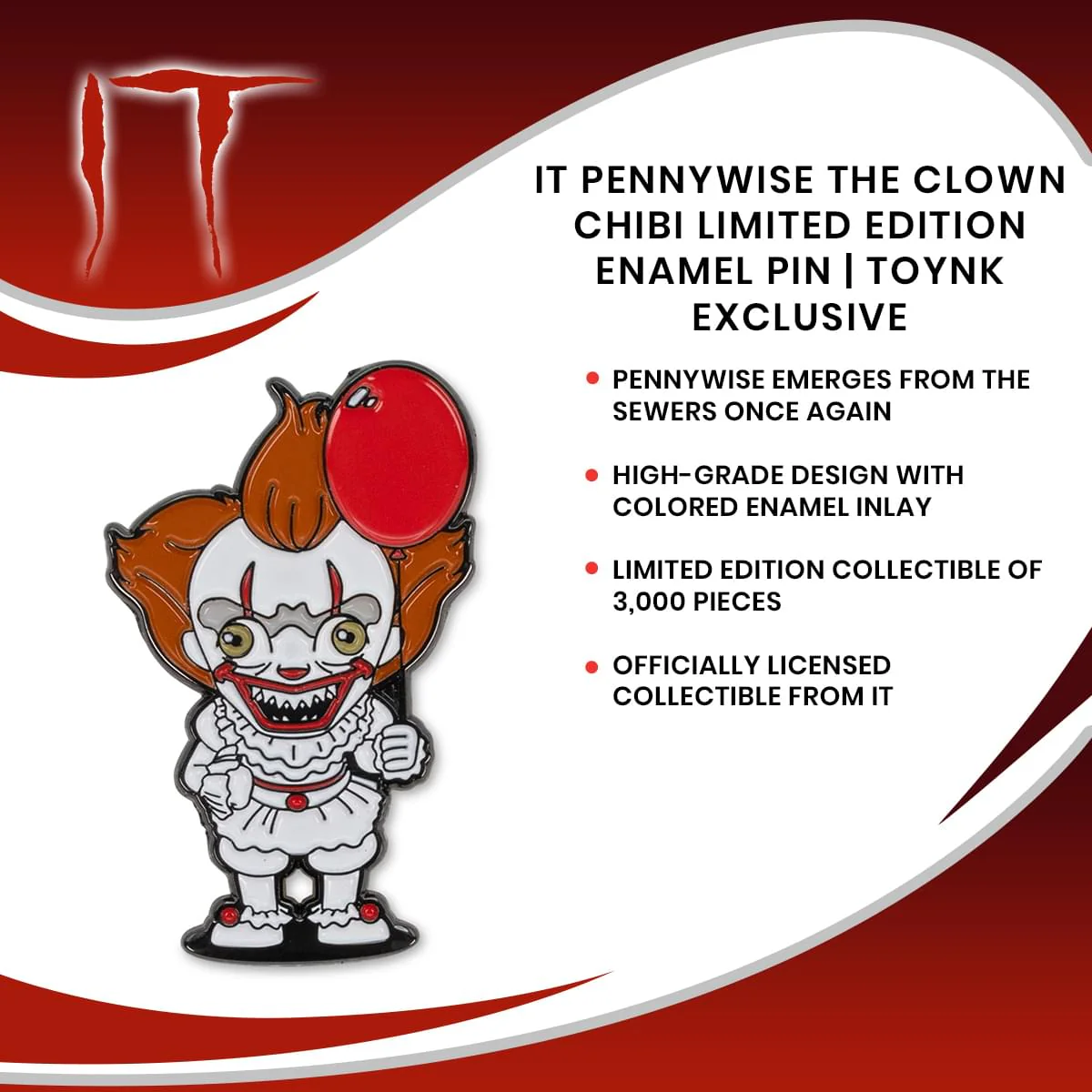 IT Pennywise The Clown Chibi Limited Edition Enamel Pin | Toynk Exclusive - Image 7