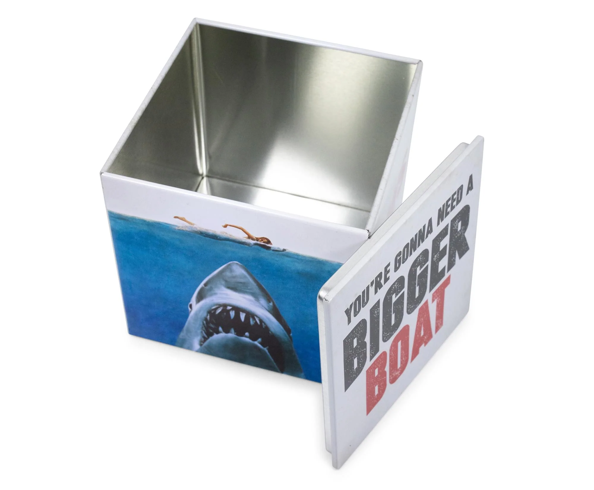 JAWS Logo Tin Storage Box Cube Organizer with Lid | 4 Inches - Image 2