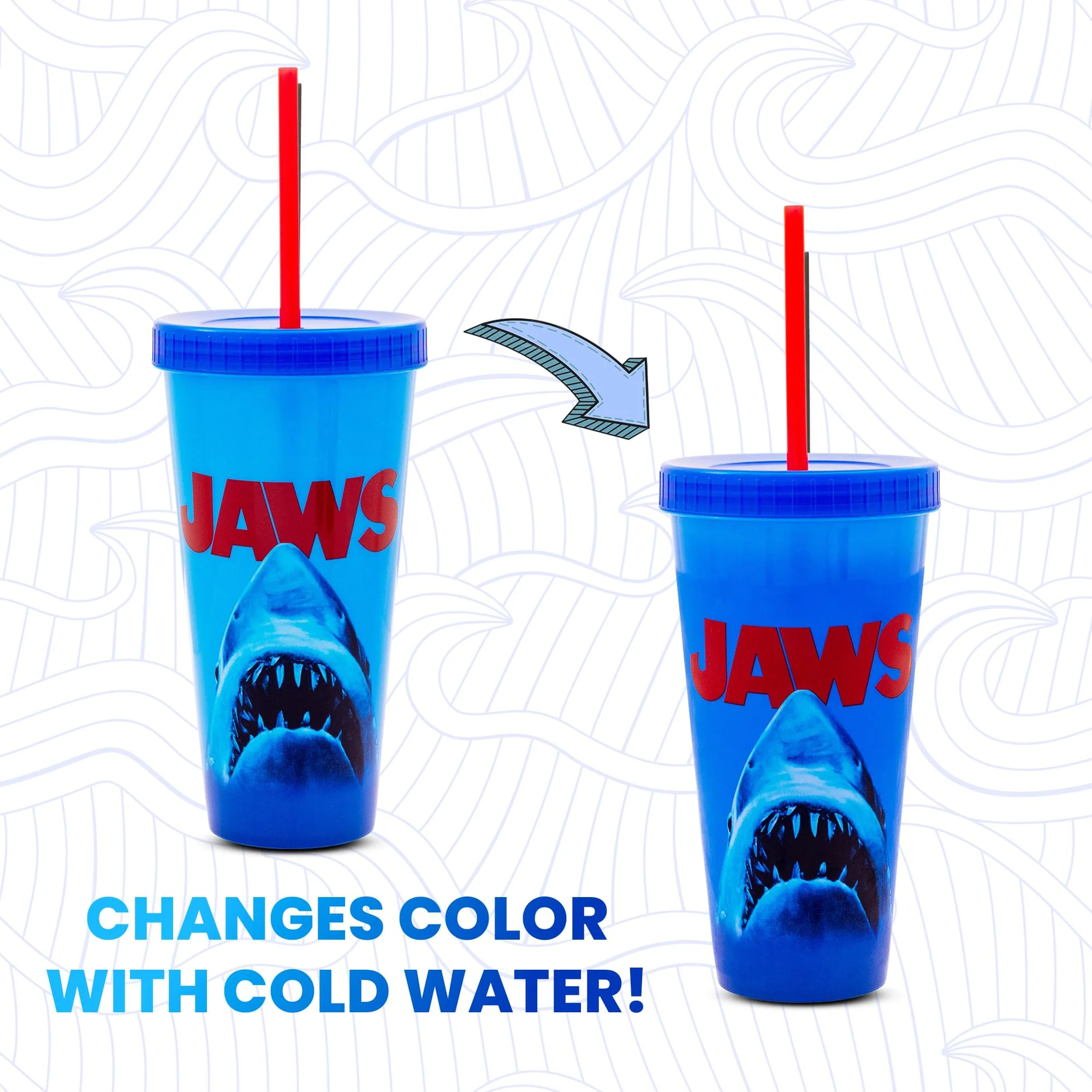 Jaws Poster Logo Color-Changing Tumbler With Lid and Straw | Holds 24 Ounces - Image 2