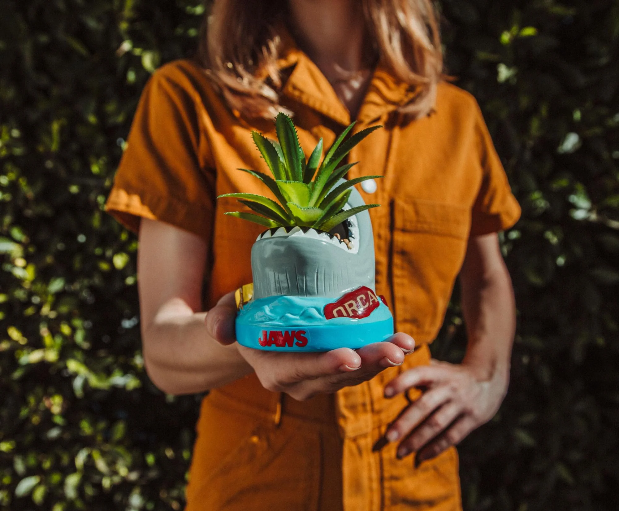 JAWS Shark 4-Inch Ceramic Mini Planter With Artificial Succulent - Image 5