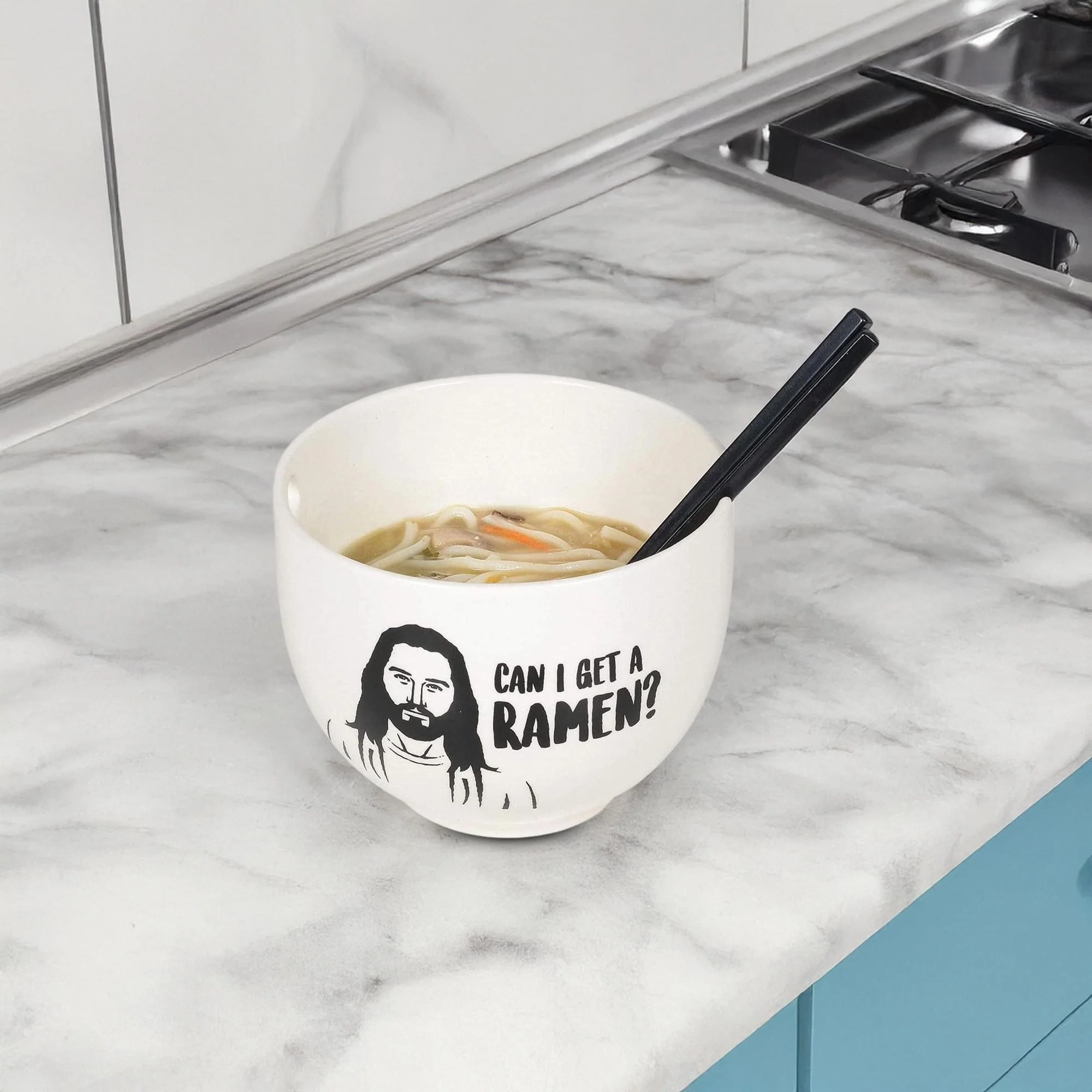 Jesus Can I Get A Ramen 20oz Ramen Bowl and Chopsticks Set - Image 3