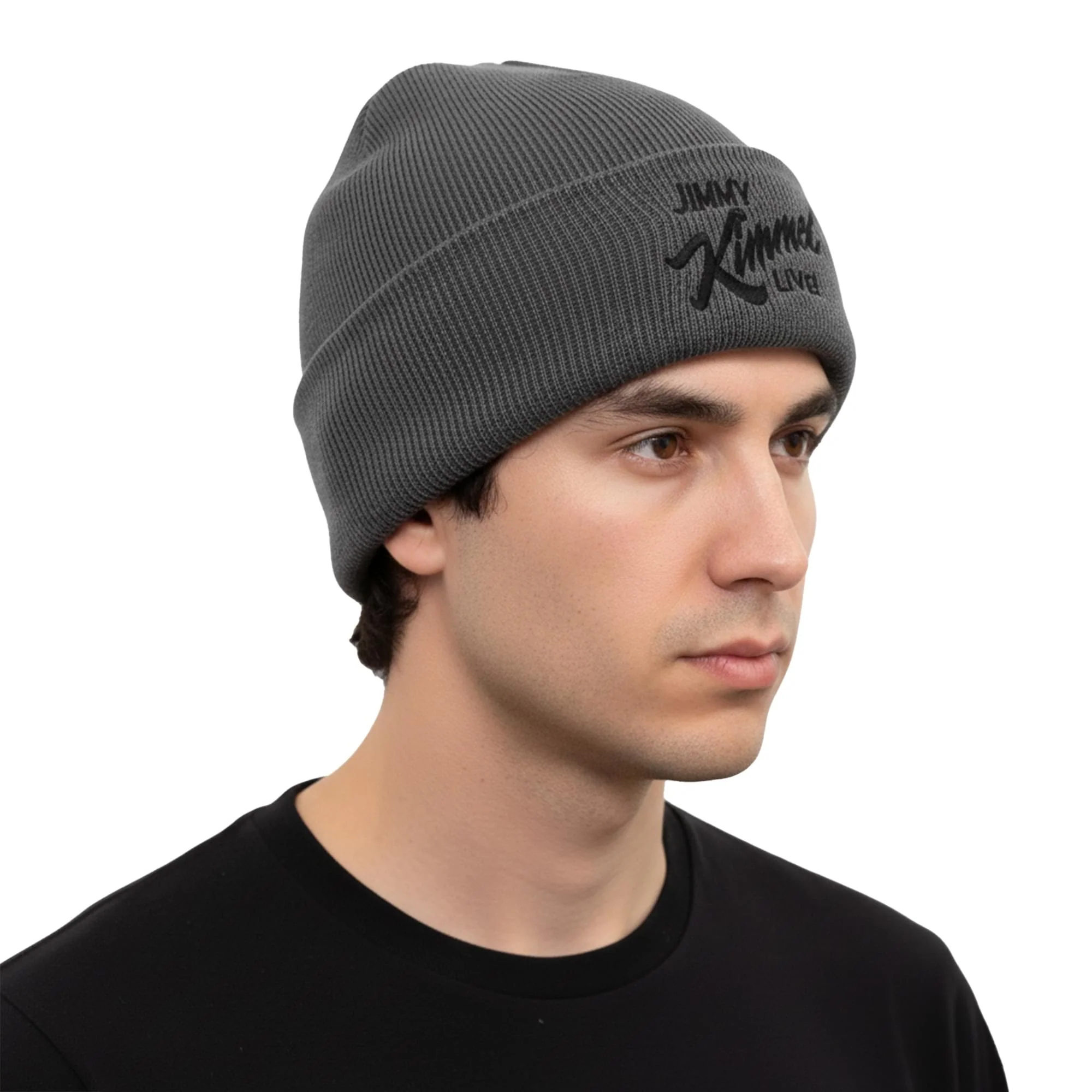 Jimmy Kimmel Live! 12 Inch Charcoal Knit Cuff Beanie | Adult One Size - Image 3