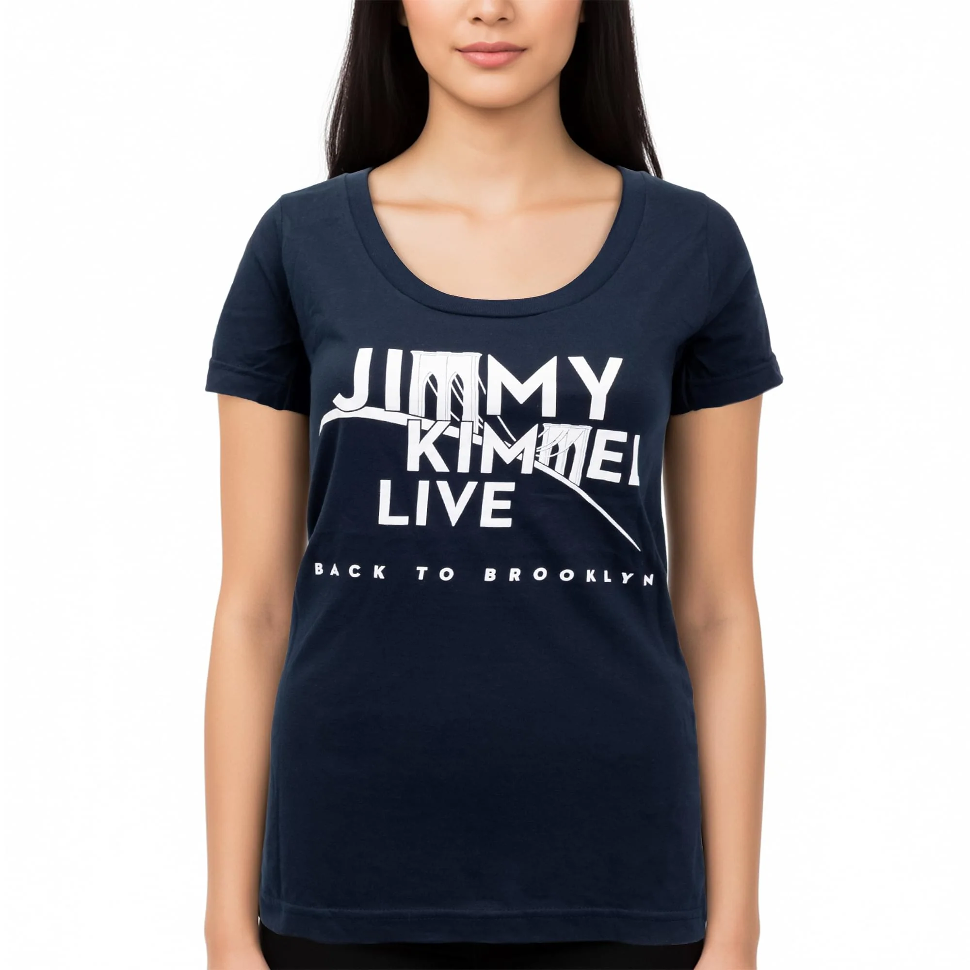 Jimmy Kimmel Live! Brooklyn Navy Blue Scoop Neck Tee Shirt Adult - Image 8