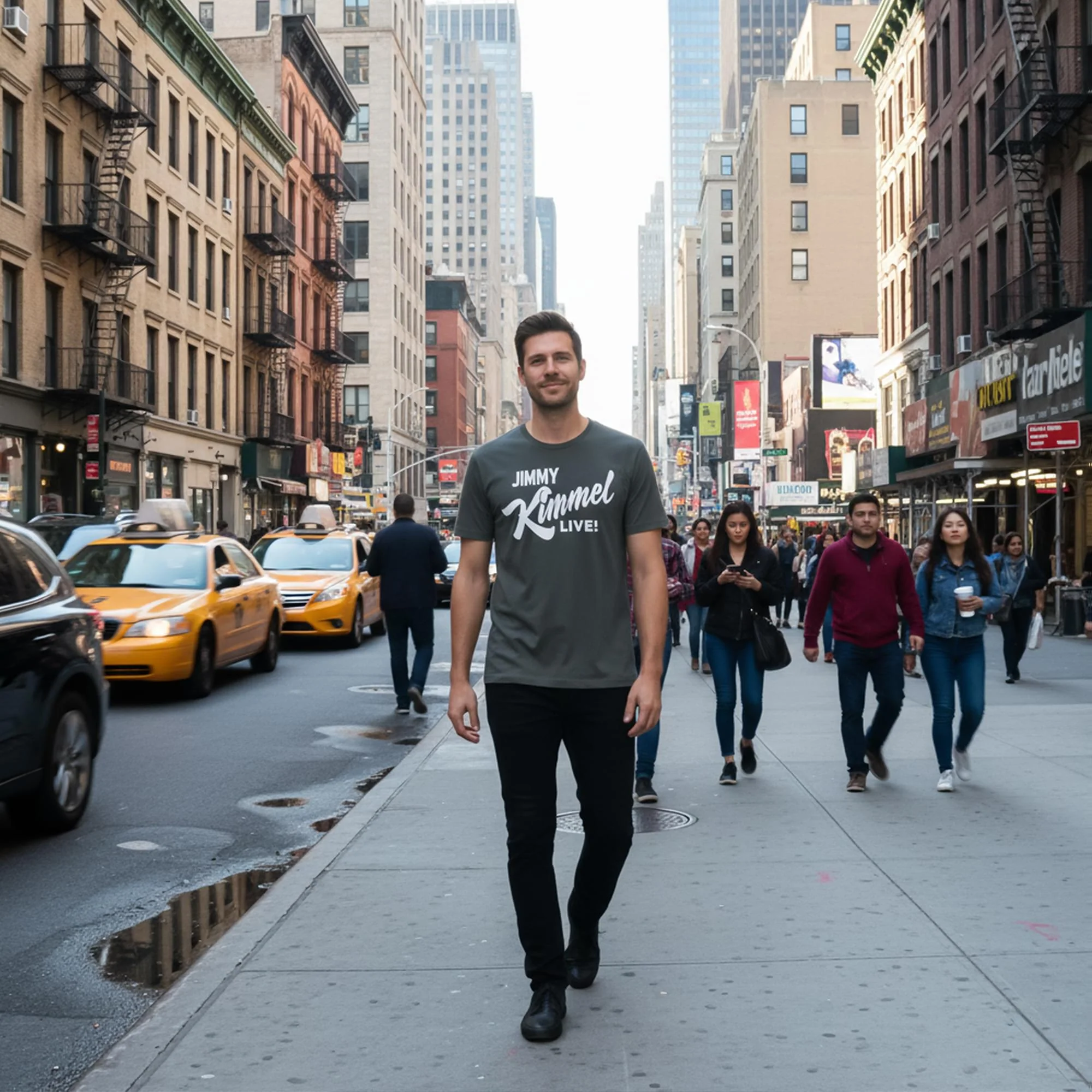 Jimmy Kimmel Live! Hollywood Charcoal Tee Shirt Adult Unisex - Image 5