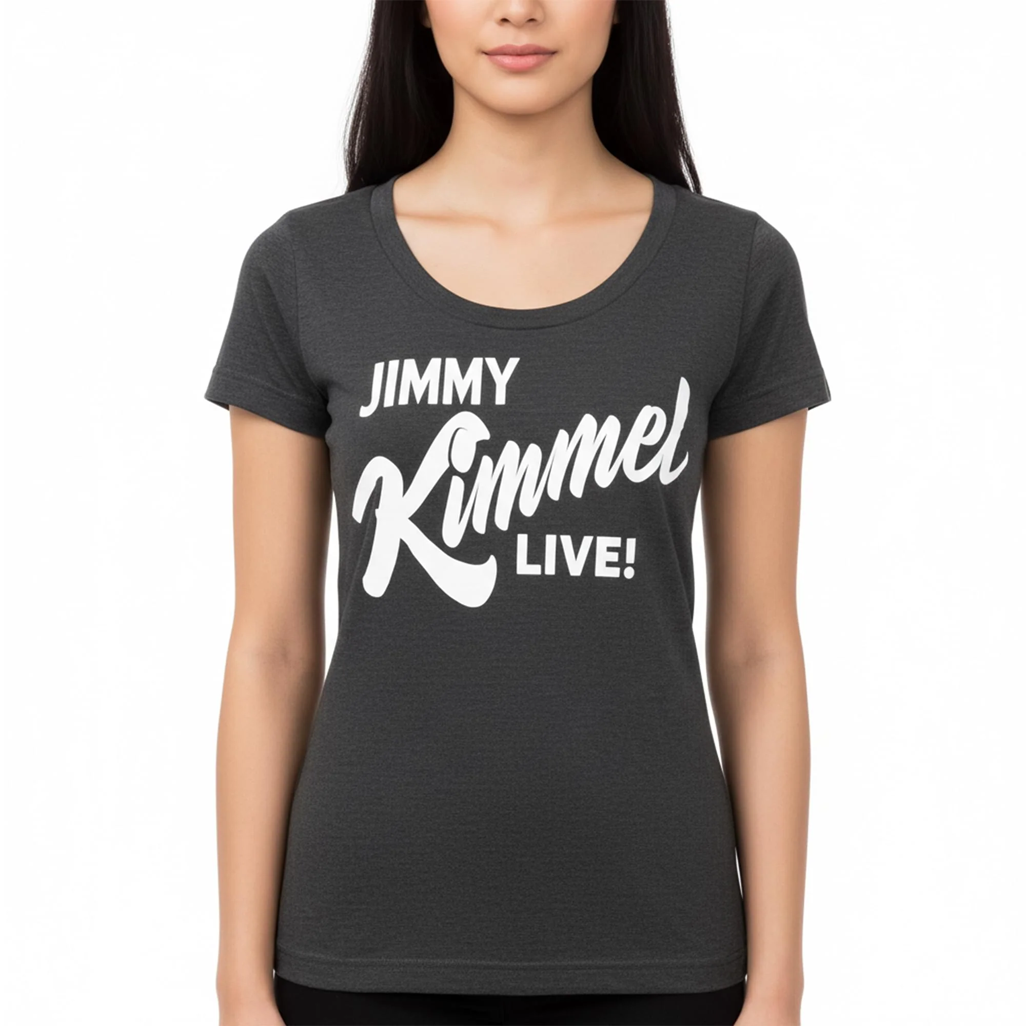 Jimmy Kimmel Live! Hollywood Heather Charcoal Scoop Neck Tee Shirt Adult - Image 11