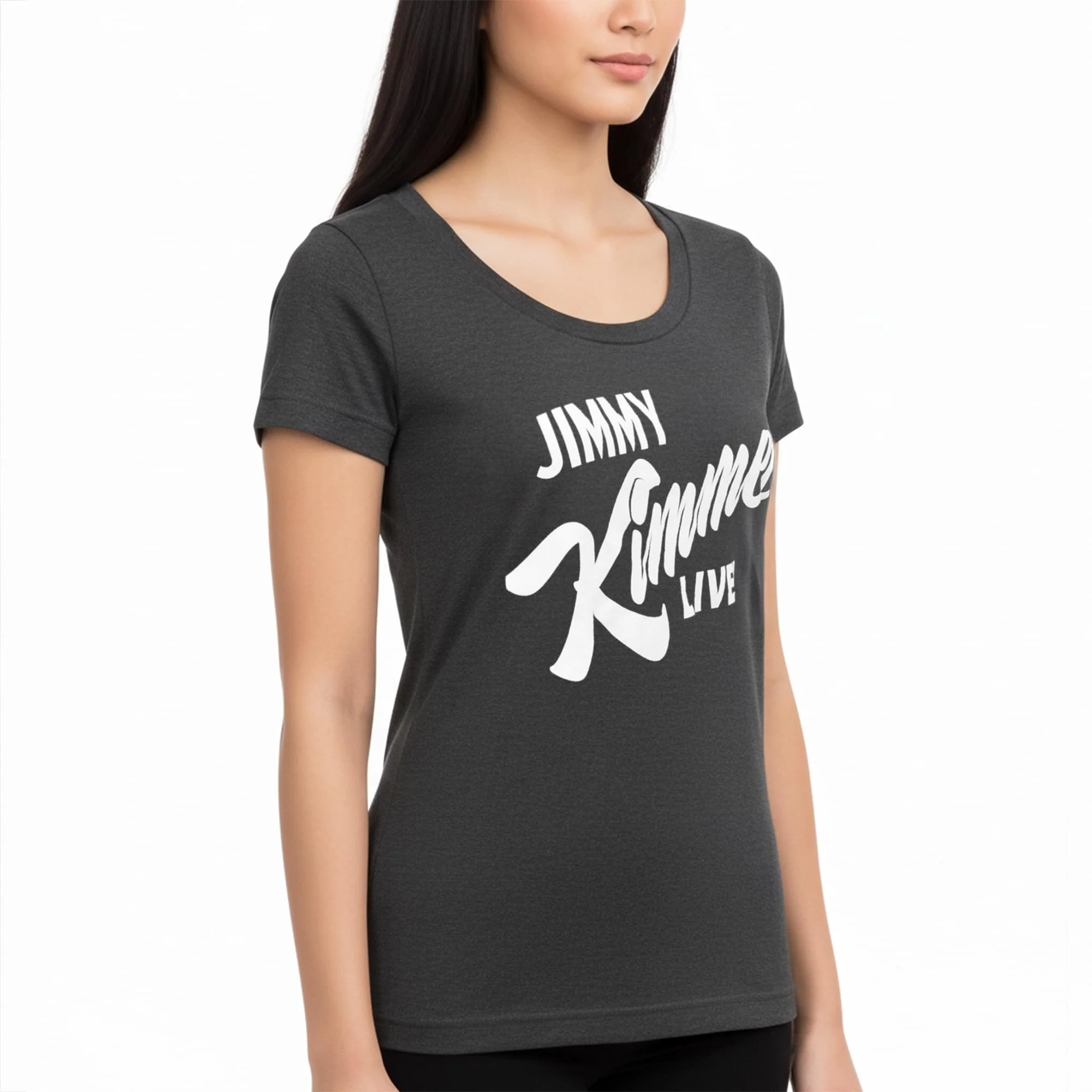 Jimmy Kimmel Live! Hollywood Heather Charcoal Scoop Neck Tee Shirt Adult - Image 17