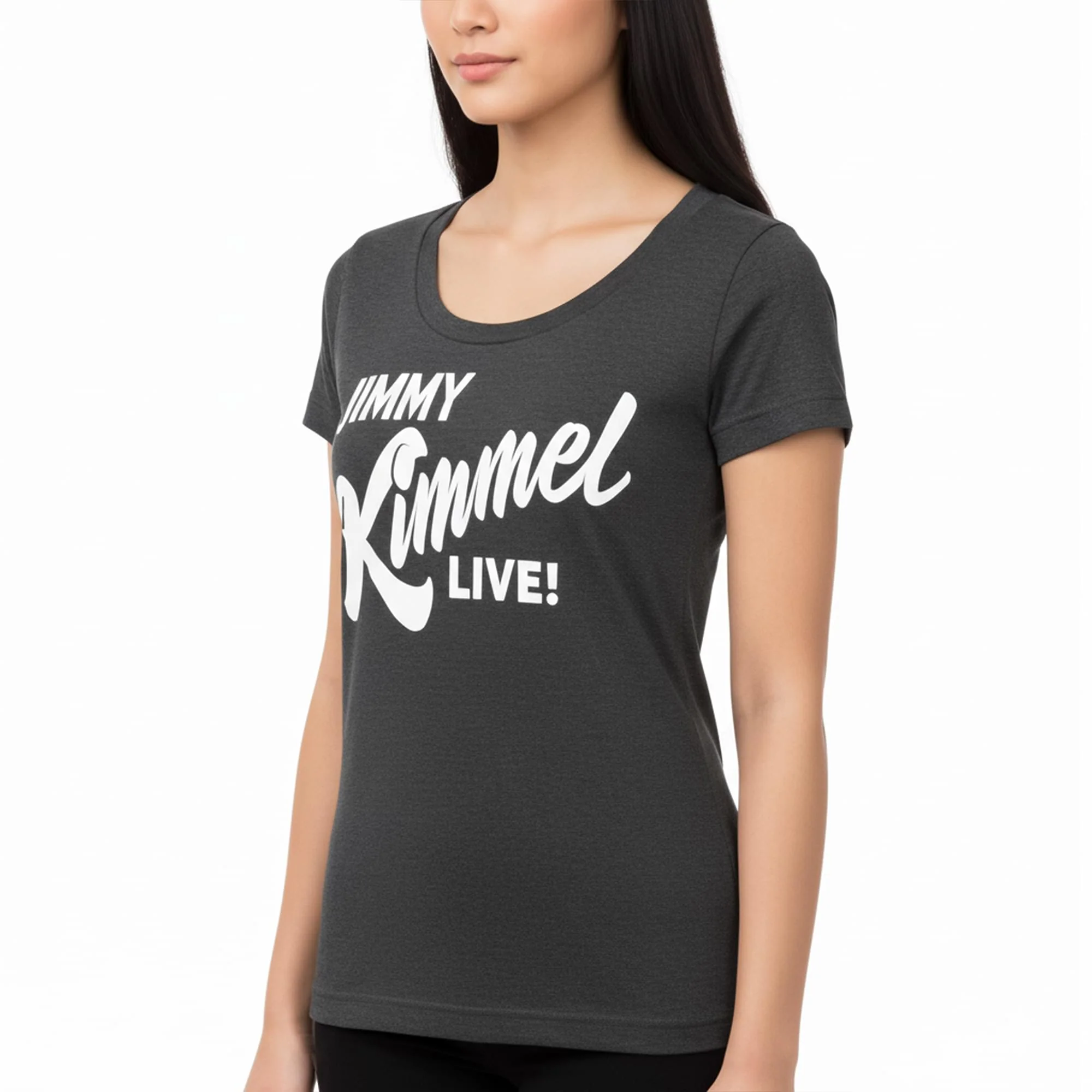 Jimmy Kimmel Live! Hollywood Heather Charcoal Scoop Neck Tee Shirt Adult - Image 2