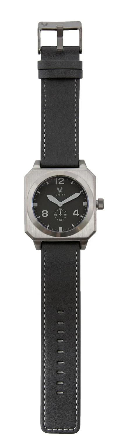 JUPITYR Men's Ganymede Leather Wrist Watch | Gunmetal Black Analog Dial - Image 2