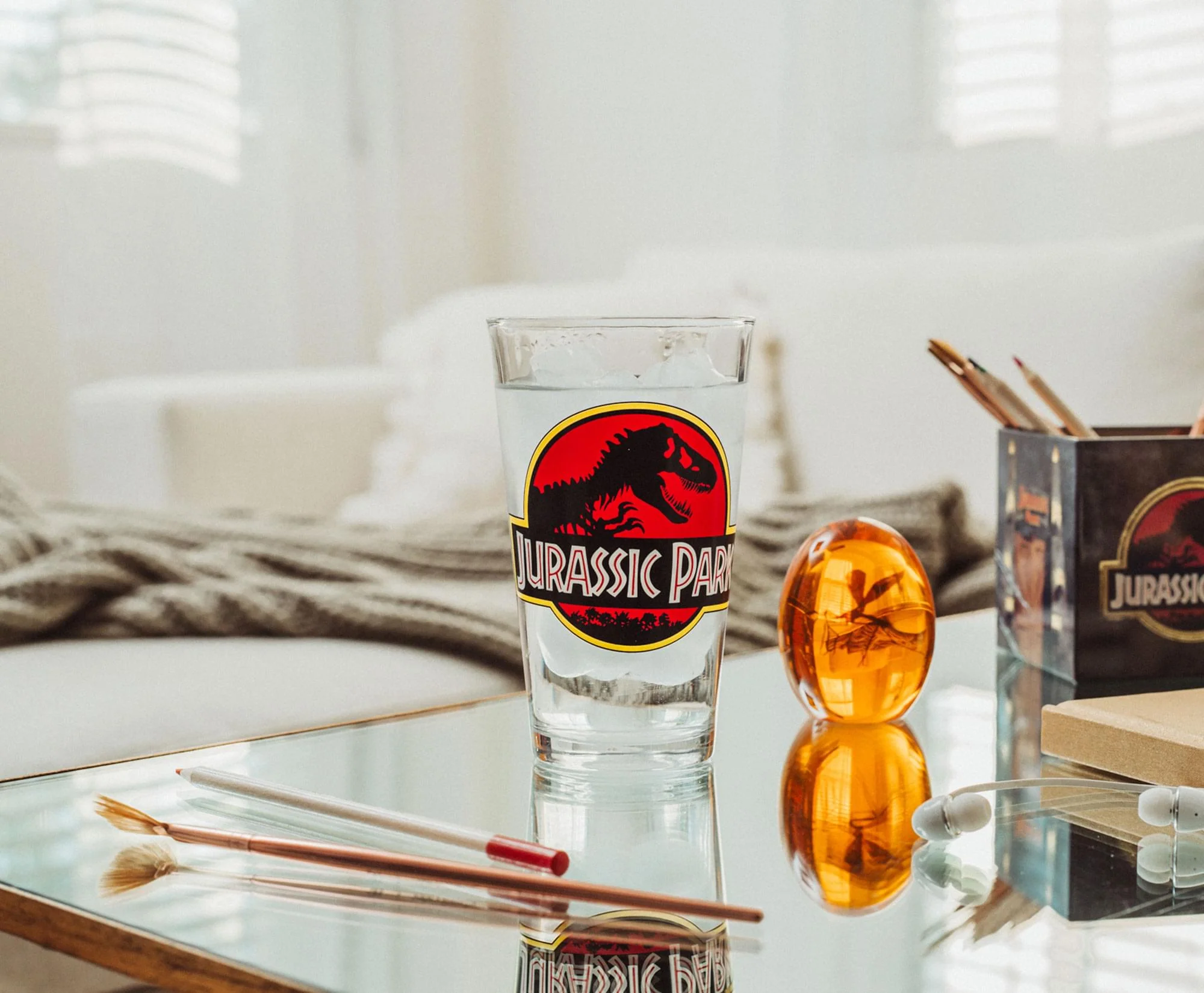 Jurassic Park Logo Pint Glass | Holds 16 Ounces - Image 4