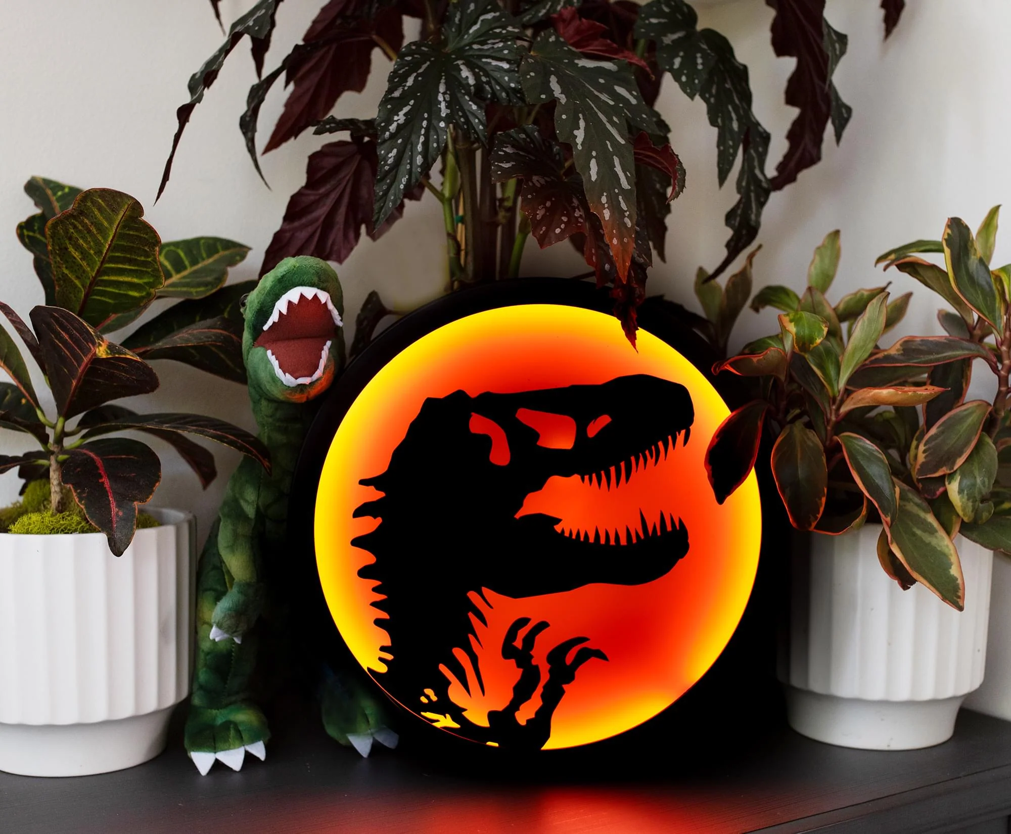 Jurassic Park T-Rex Logo LED Wall Light Sign | 12 Inches Tall - Image 4