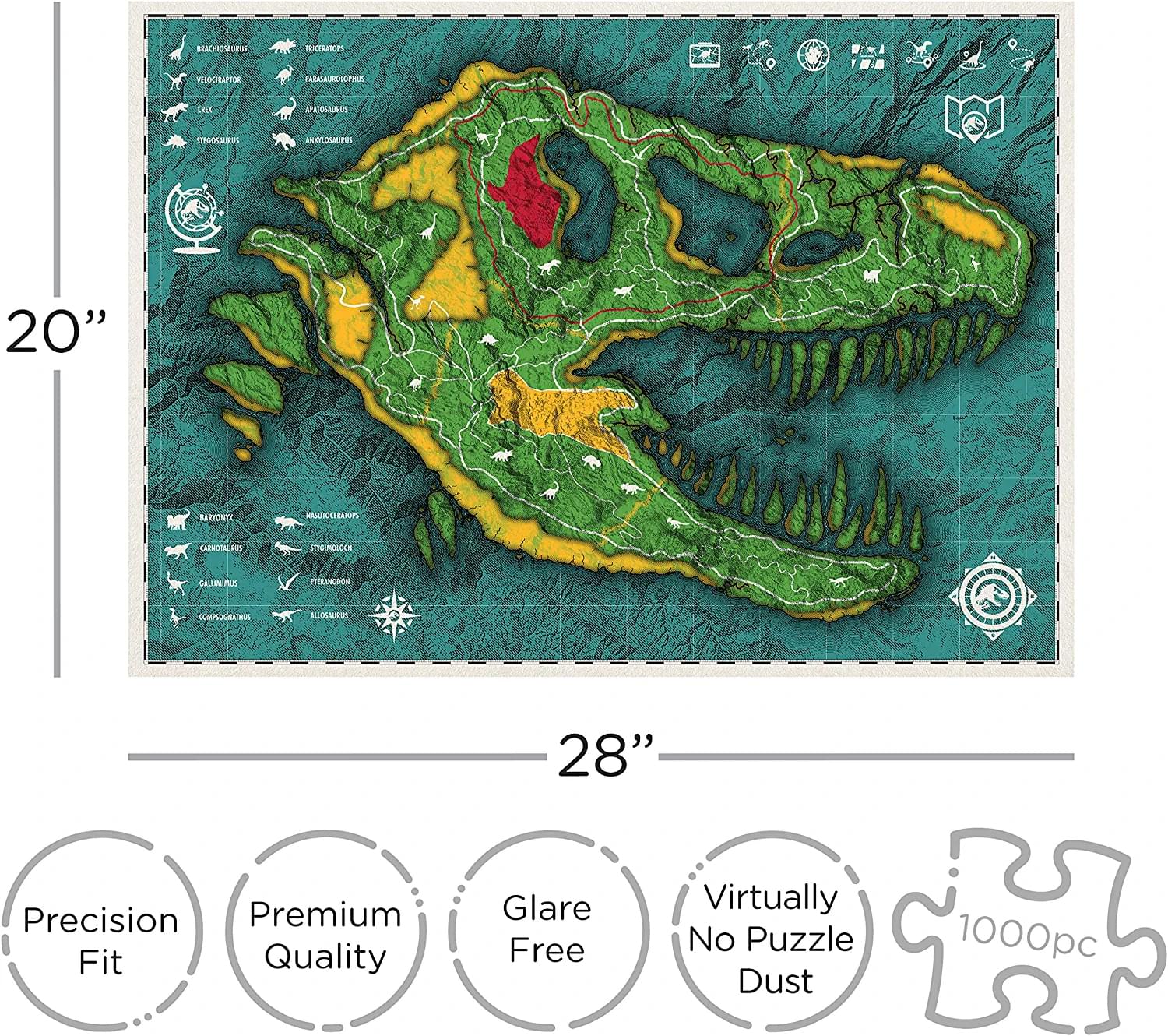 Jurassic World Map 1000 Piece Jigsaw Puzzle - Image 2