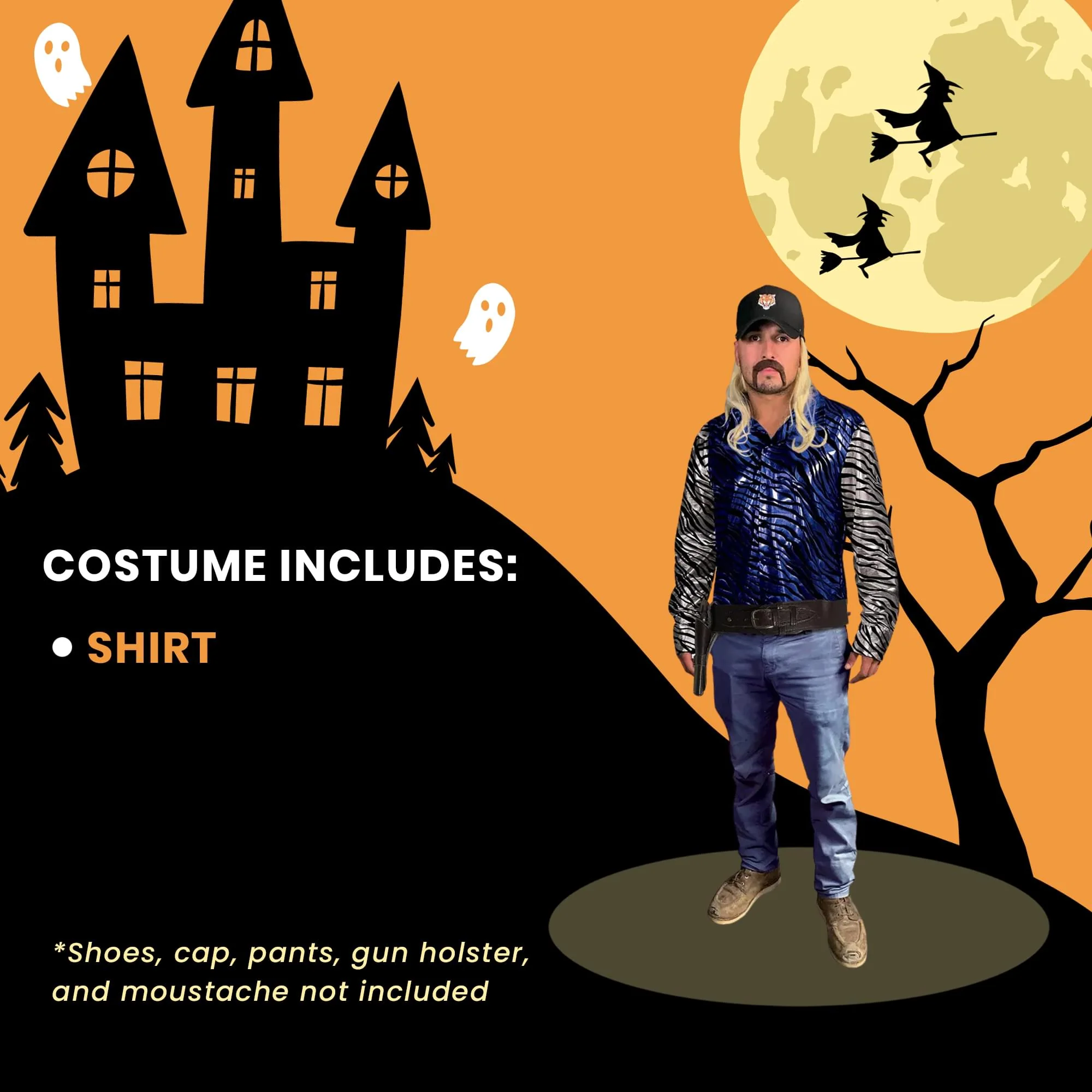 King of Tigers Adult Costume | Blue Shirt With Silver Sleeves - Image 4