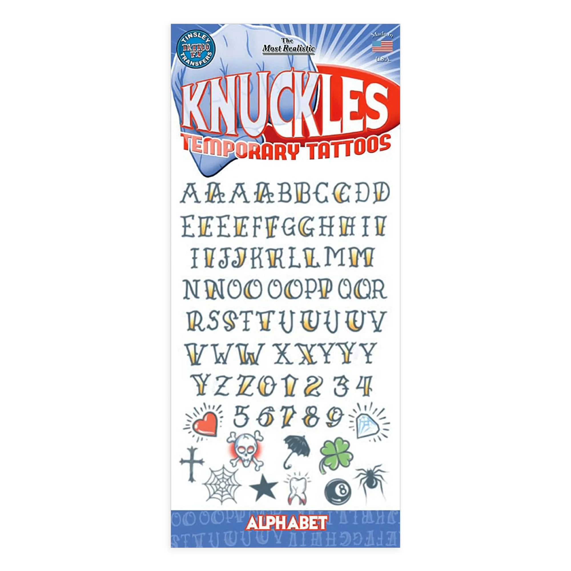 Knuckles Tattoo Costume Accessory - Image 3