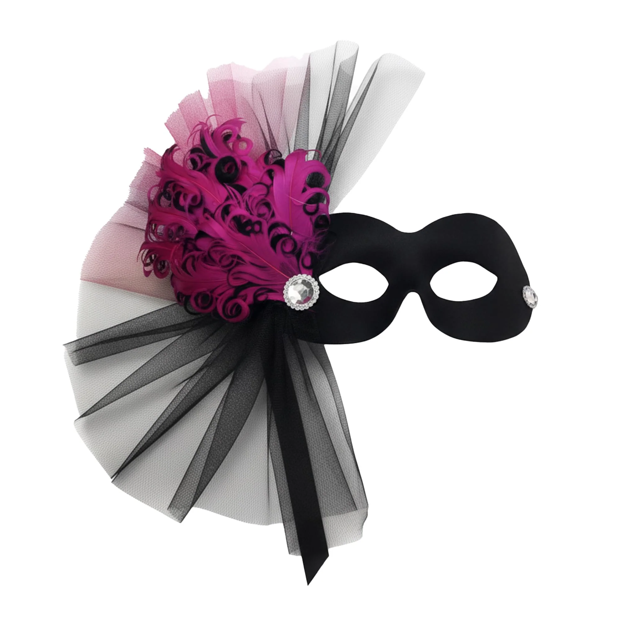 Lavish Soiree - Black/Fuschia Adult Costume Mask - Image 2