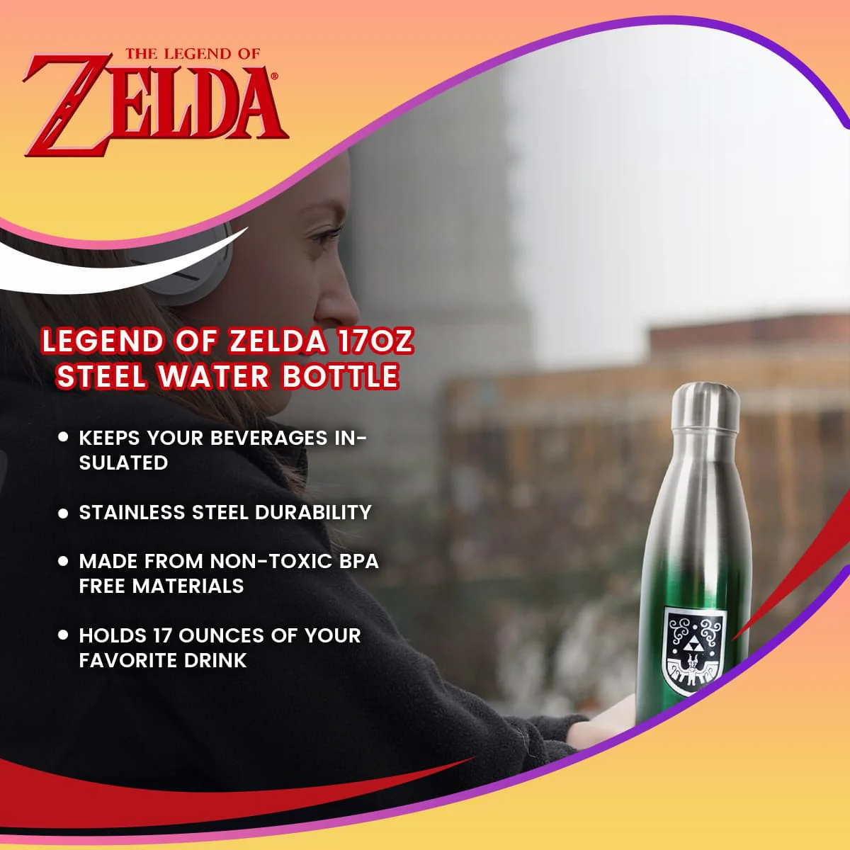 Legend of Zelda 17oz Steel Water Bottle - Image 7