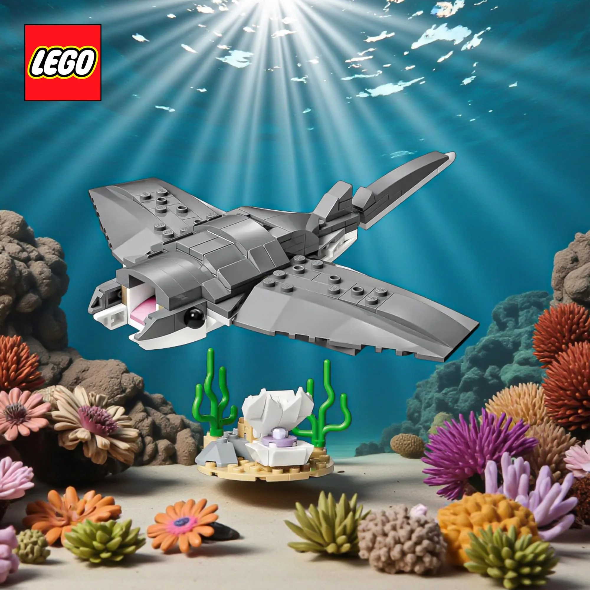 LEGO Creator 3 In 1 31381 Shark With Treasure Chest 379-Piece Building Set - Image 4