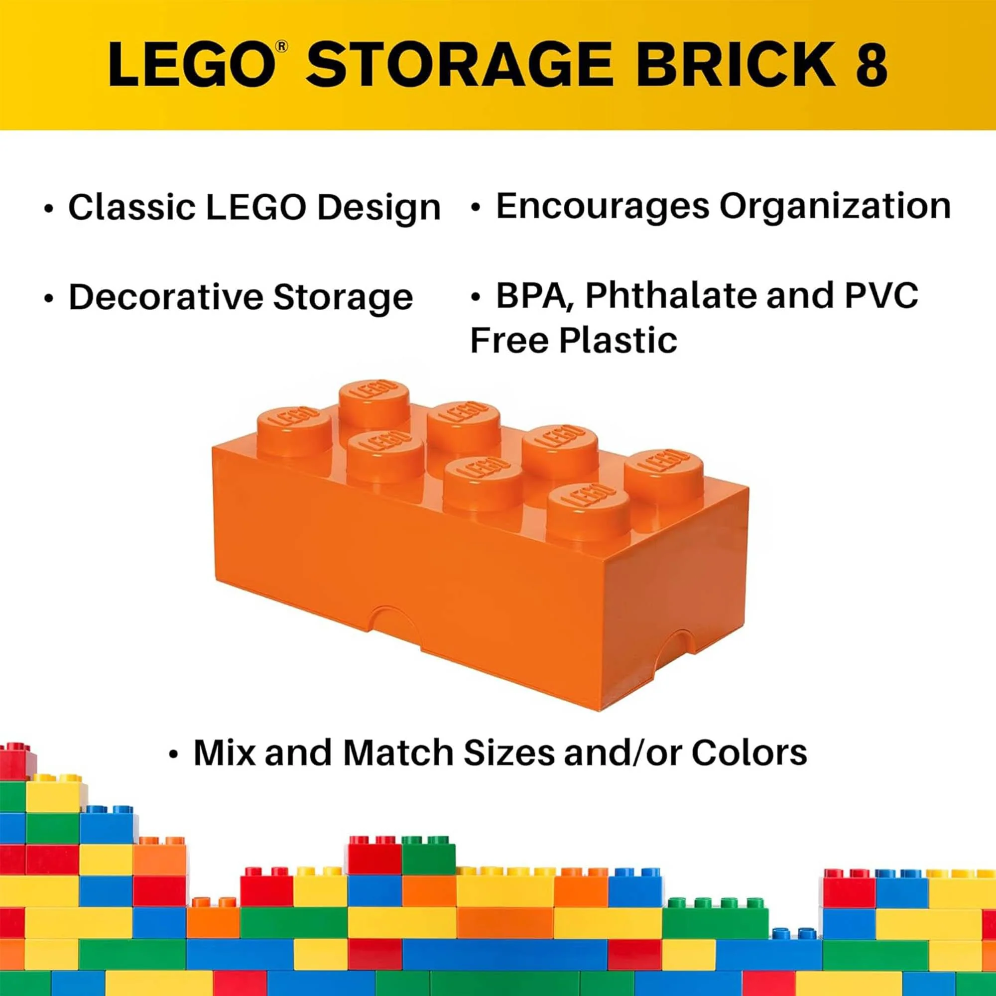 LEGO Storage Brick 8, Bright Orange - Image 3