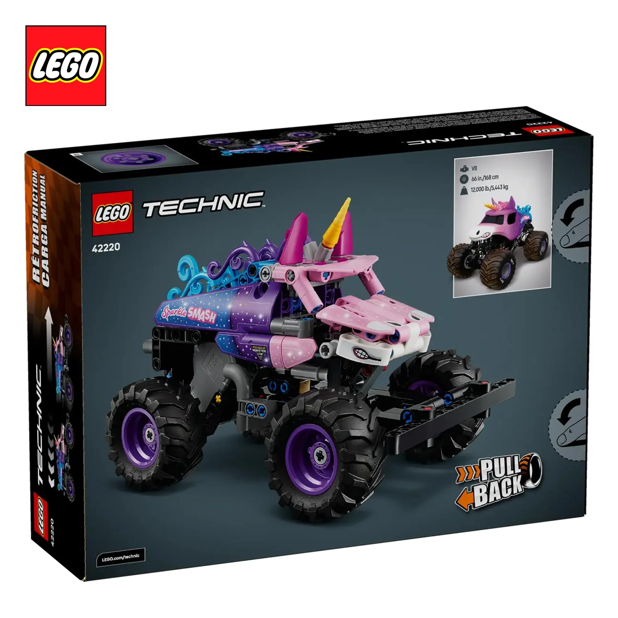 LEGO Technic 42220 Monster Jam Sparkle Smash Pull-Back 243-Piece Building Set - Image 9