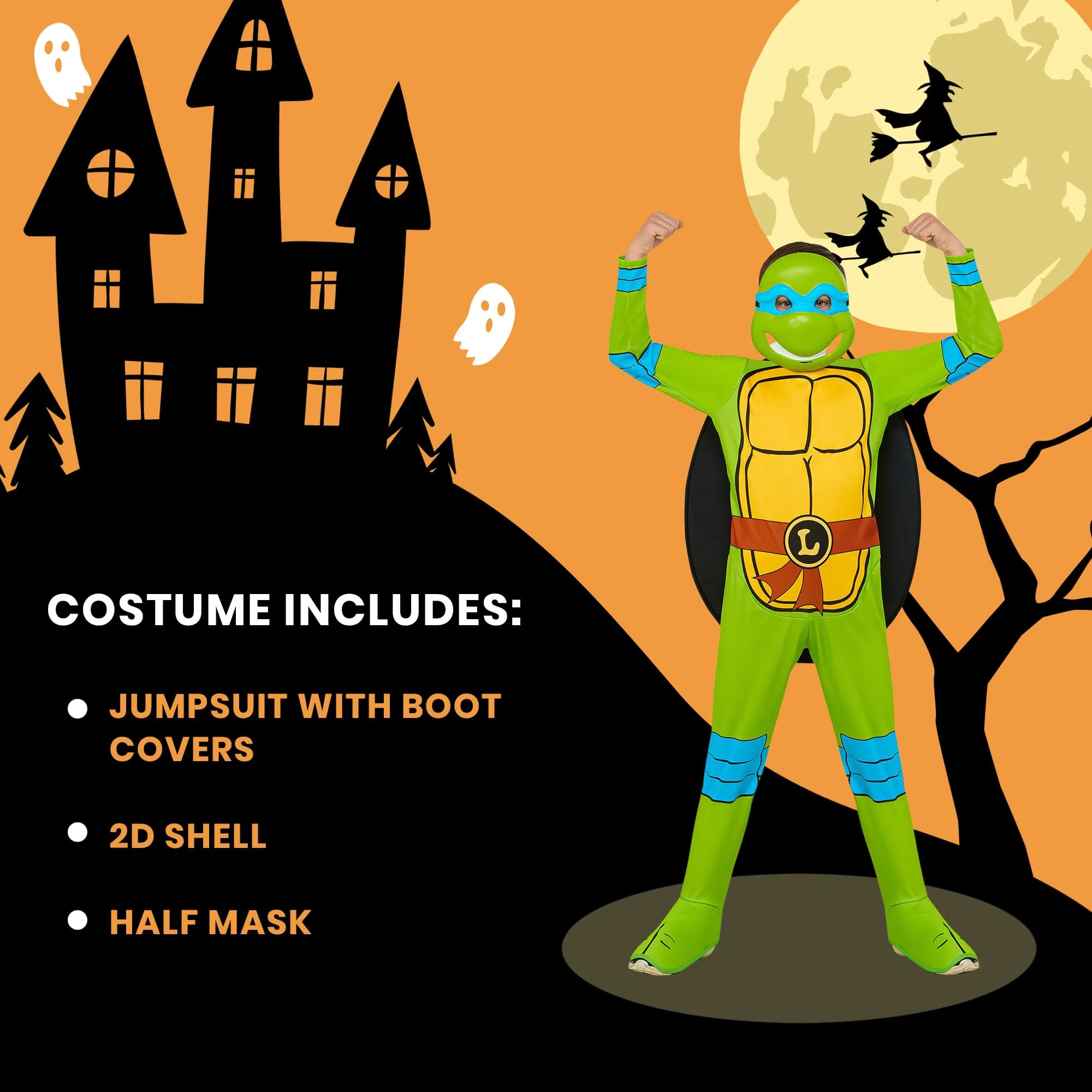 TMNT Leonardo Boy's Costume Jumpsuit and Mask - Image 3