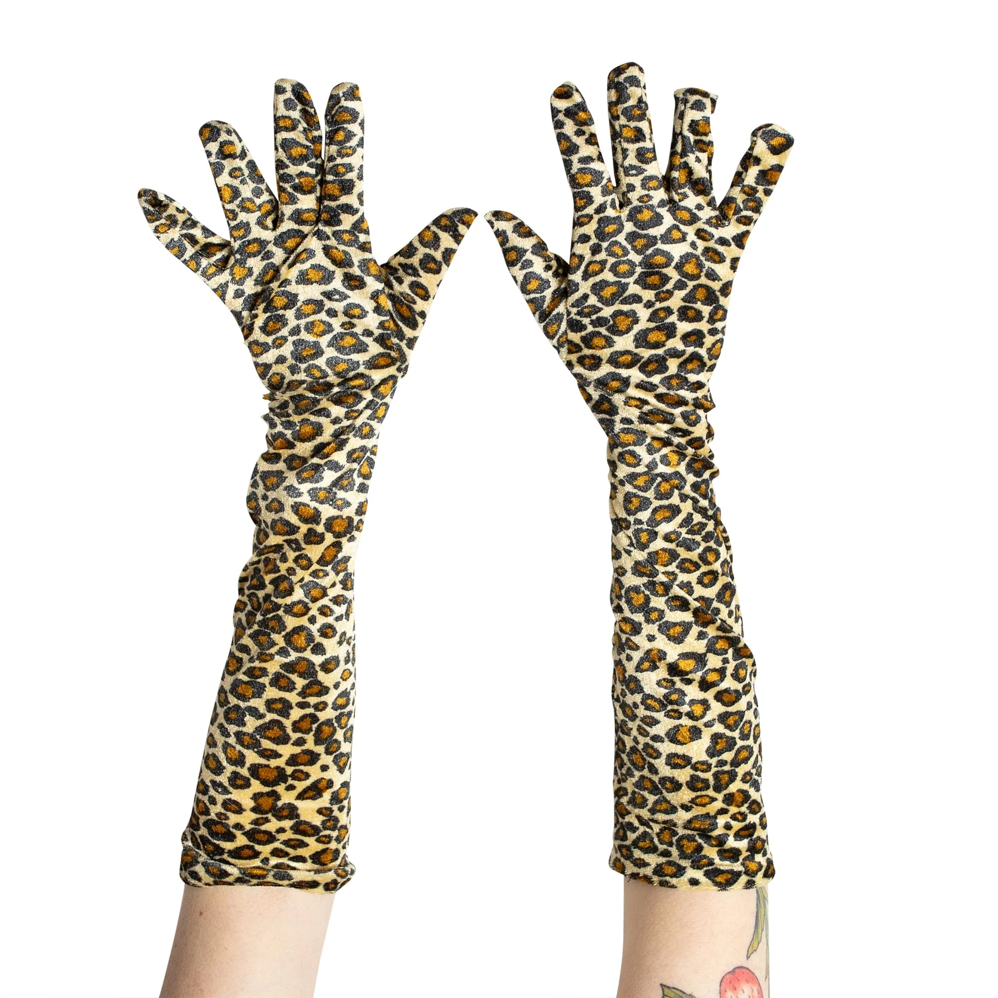 Leopard Velour 20.5 Inch Adult Costume Gloves - Image 2