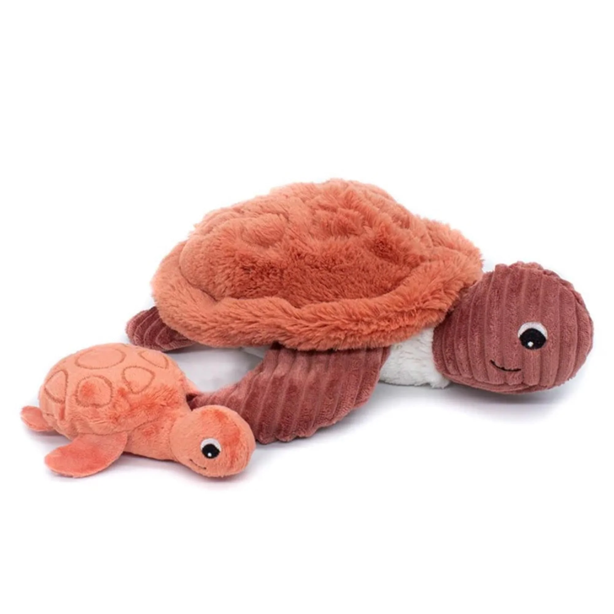 Les Deglingos Plush Animal | Terracota Turtle Mom with Baby - Image 2