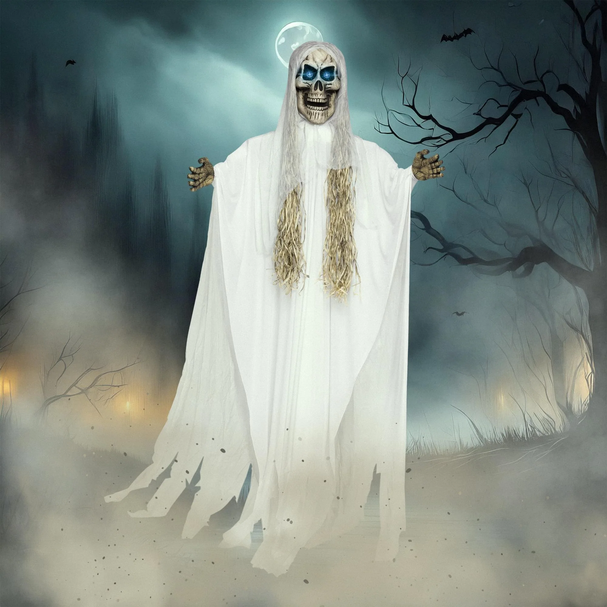 Light-Up 10ft Hanging Skull Reaper Yard Décor - Image 2