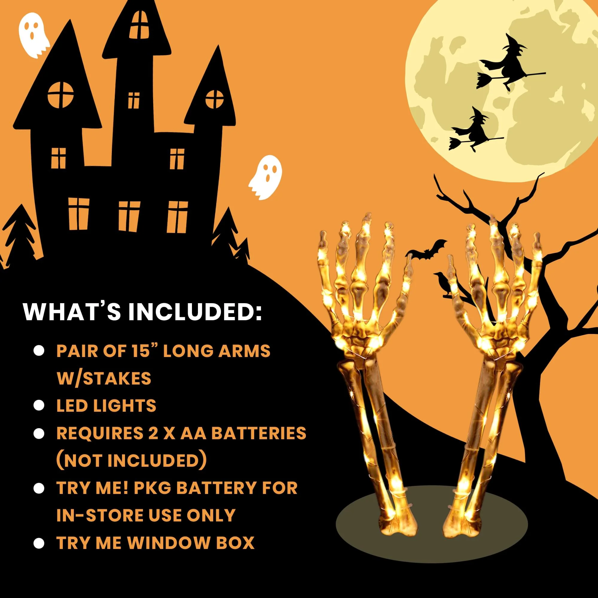 Light-Up Skeleton Arms Halloween Decor - Image 3