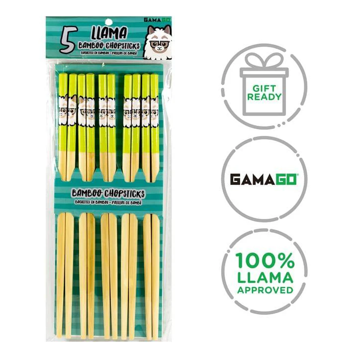 Llama Bamboo Chopstick Set of 5 - Image 2