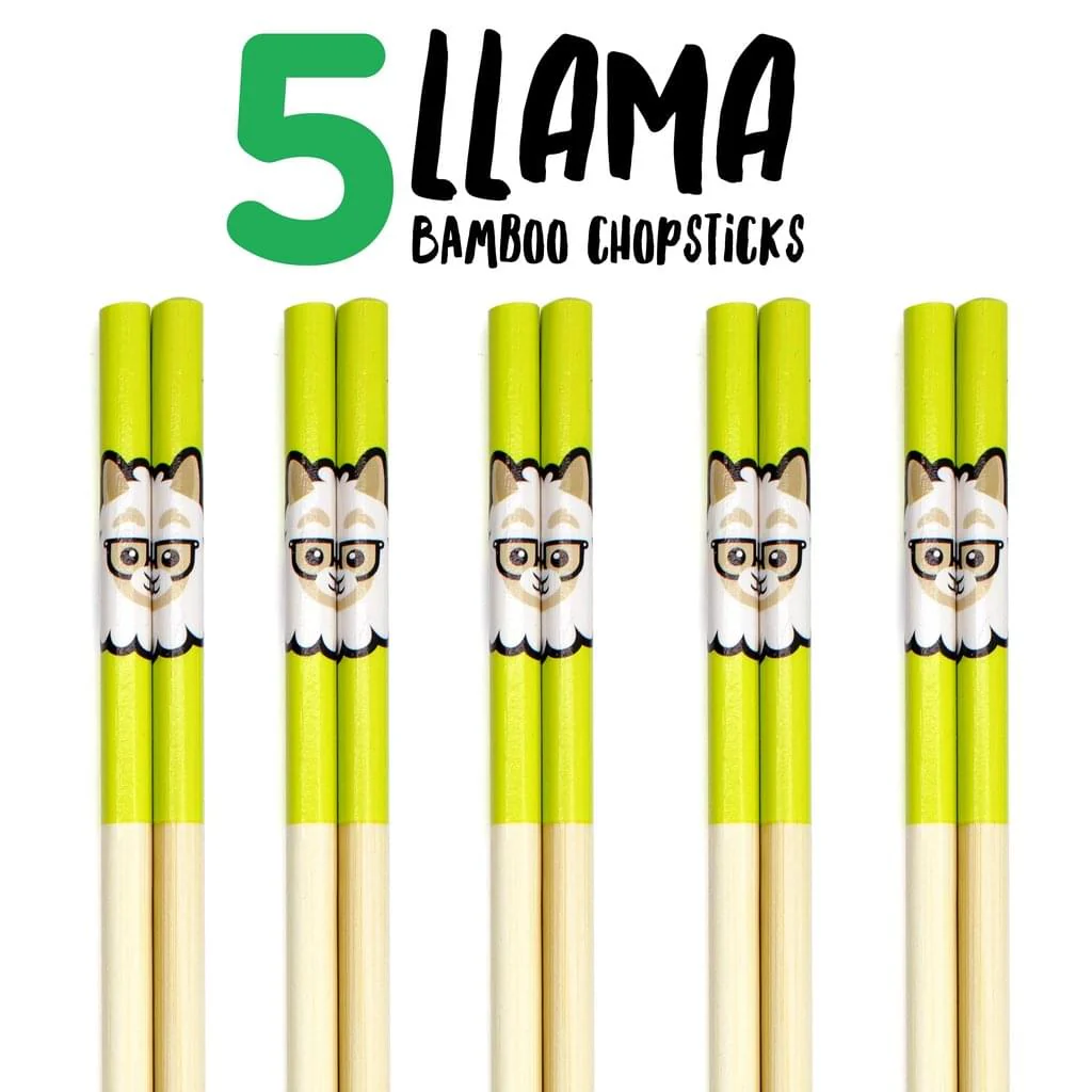 Llama Bamboo Chopstick Set of 5 - Image 3