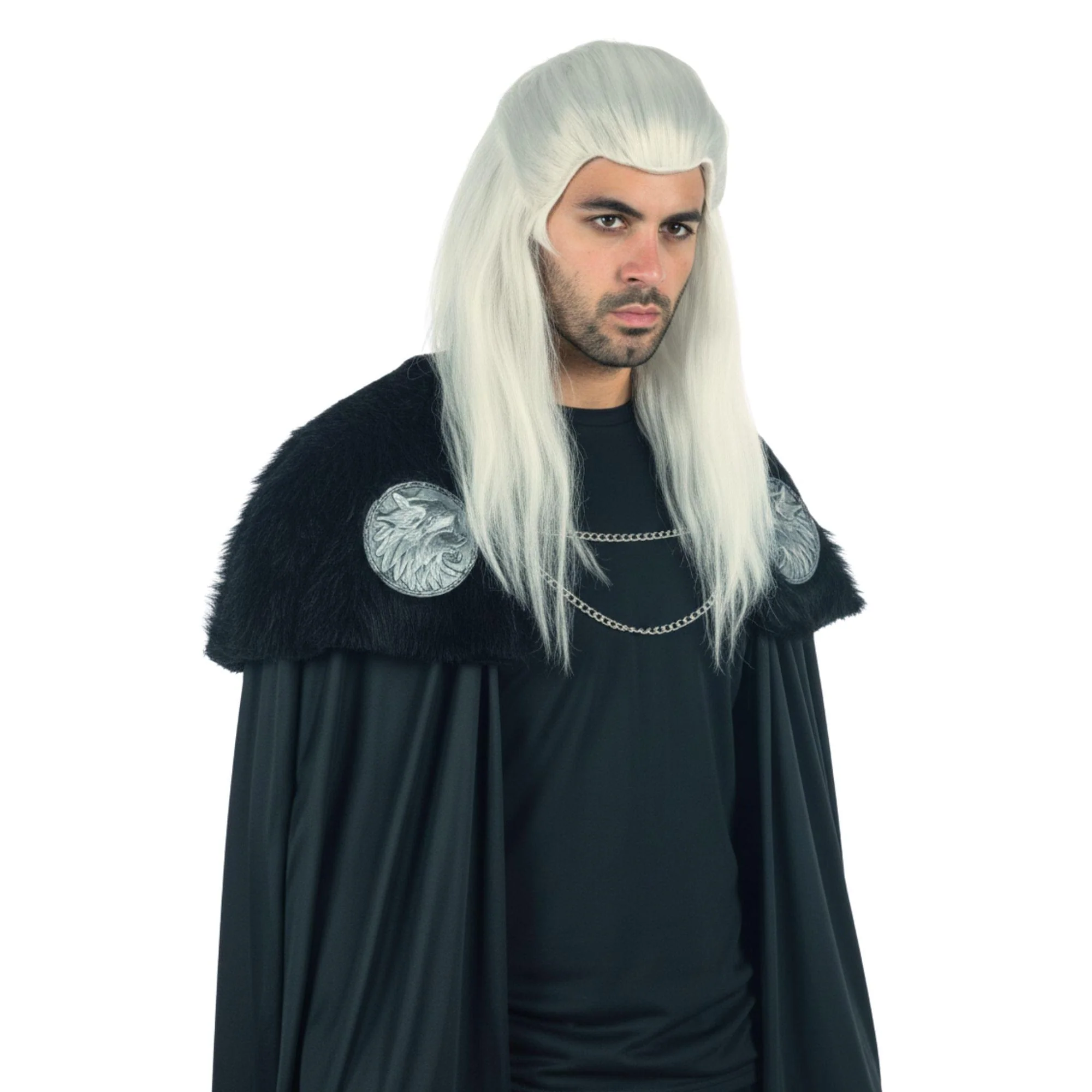 Long Warrior Wig Grey Costume Accessory - Image 2