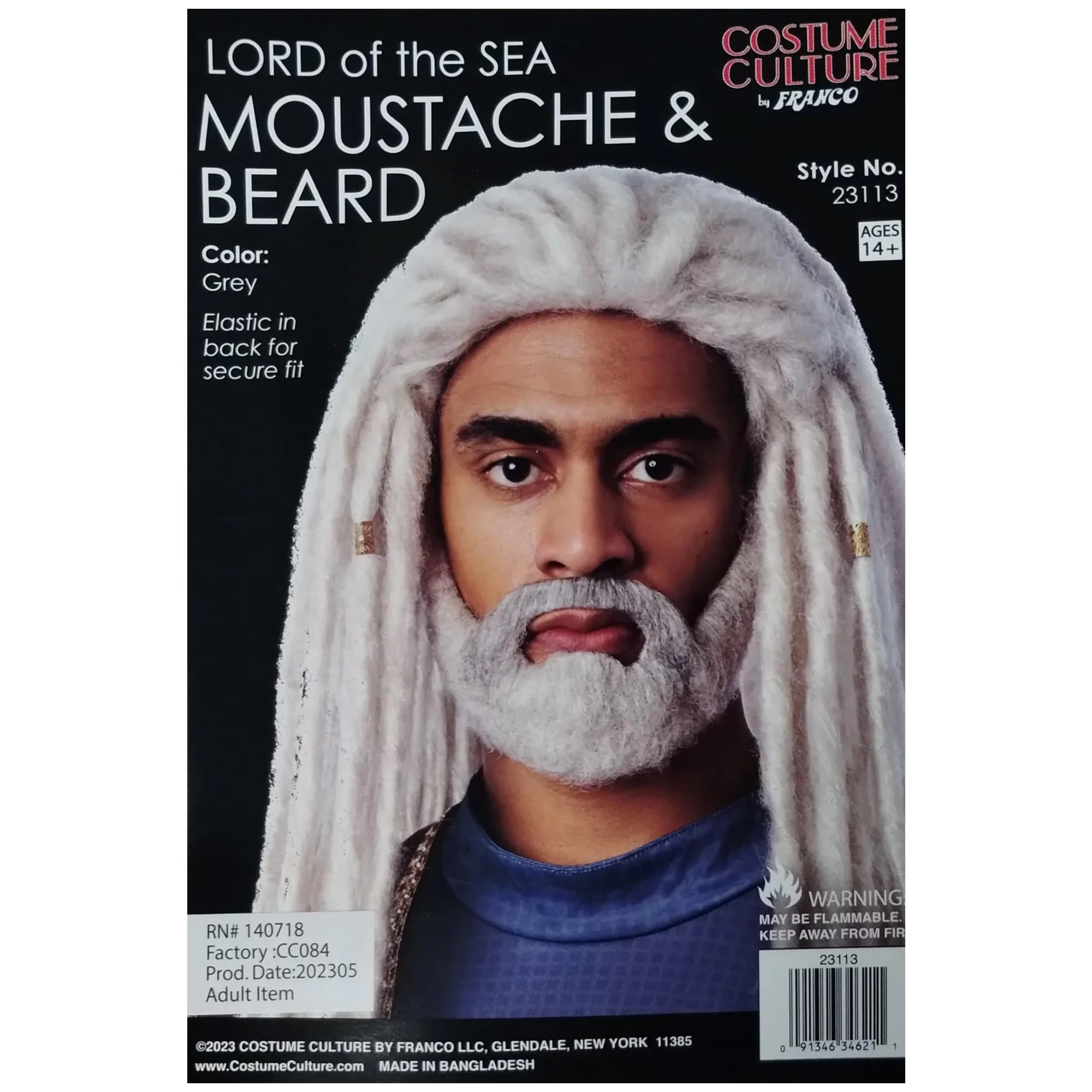 Lord of the Sea Adult Costume Moustache and Beard Set - Image 4