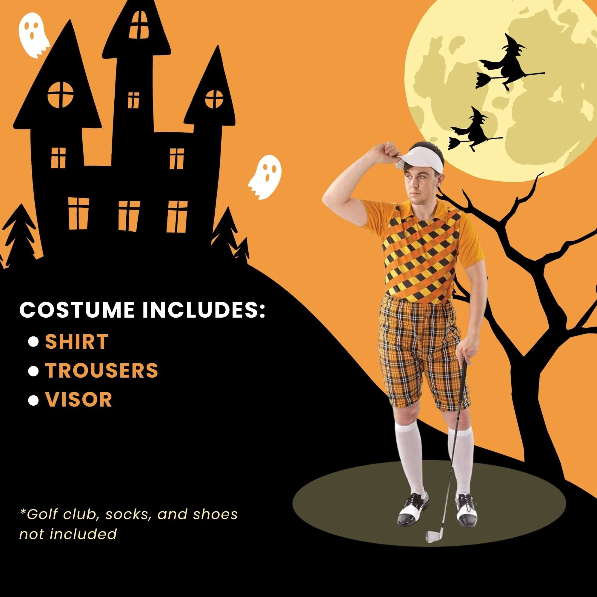 Male Golfer (orange & Black) Adult Costume - Image 13