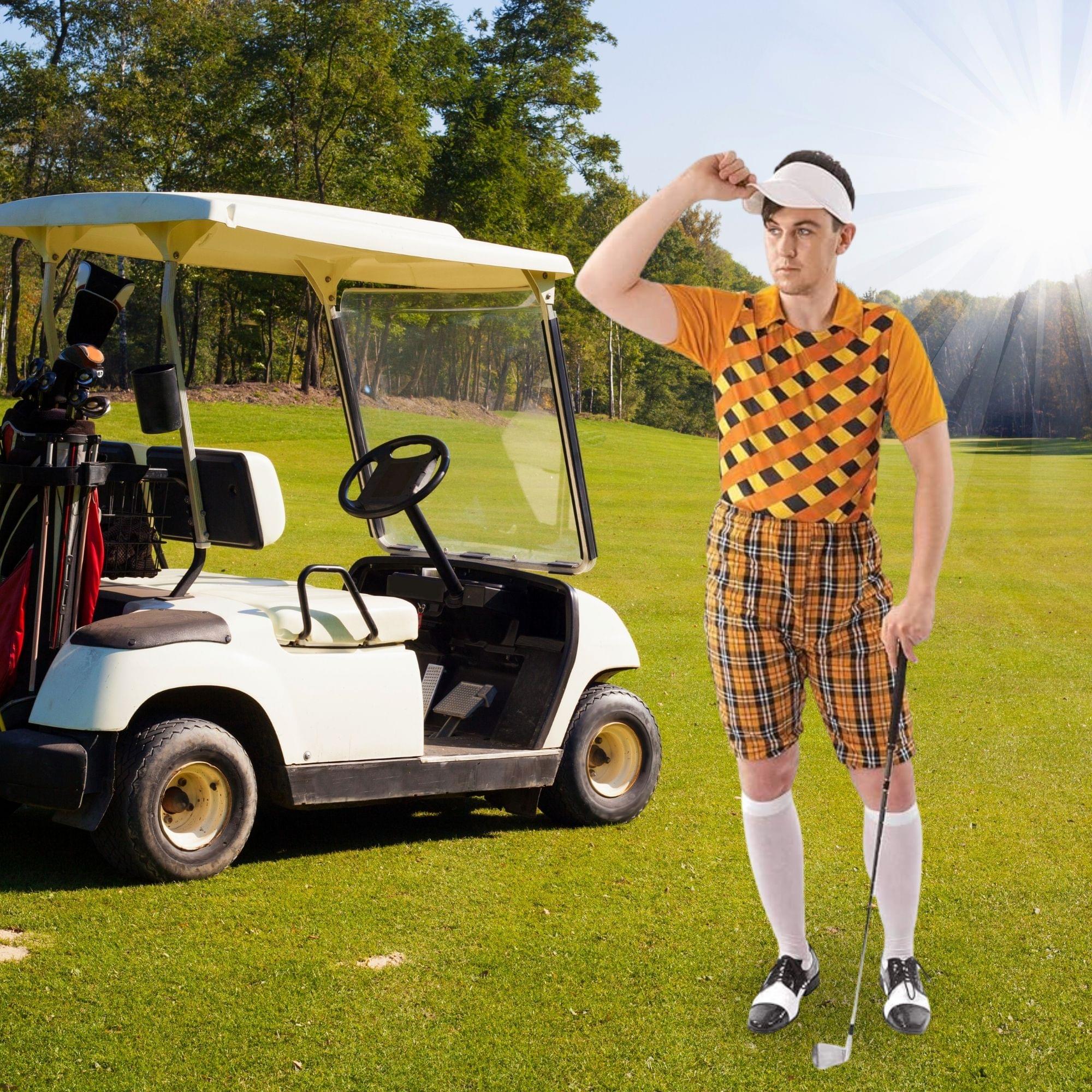 Male Golfer (orange & Black) Adult Costume - Image 4