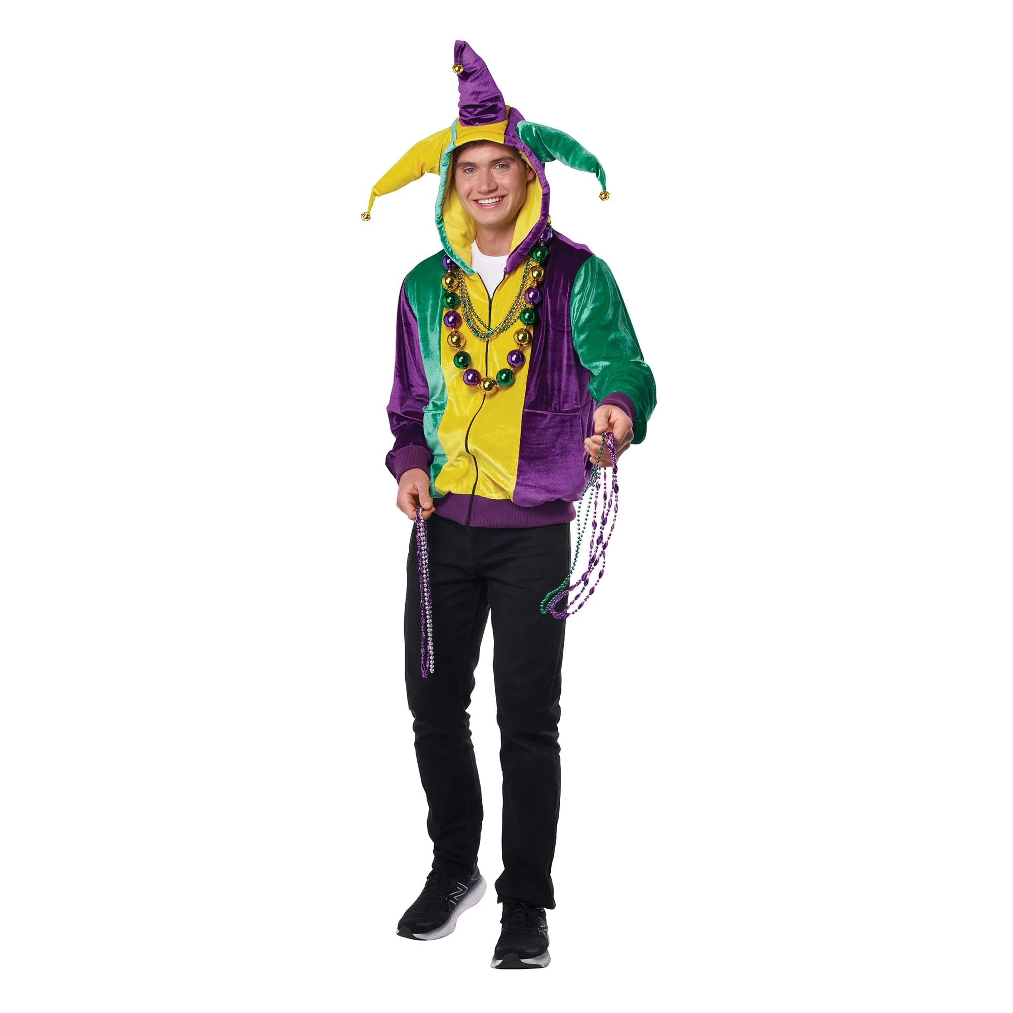 Mardi Gras Jester Hoodie Adult Costume - Image 10