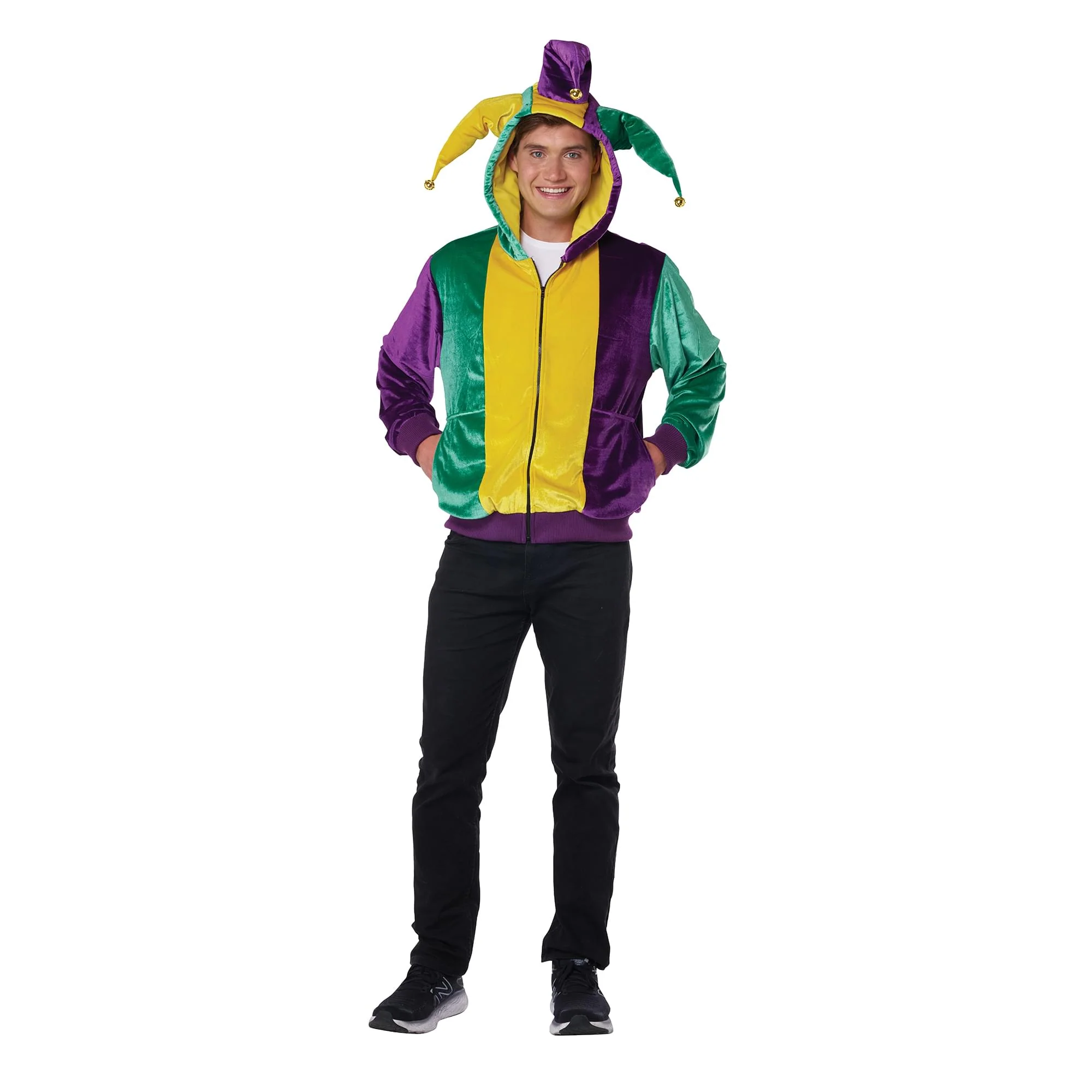 Mardi Gras Jester Hoodie Adult Costume - Image 14