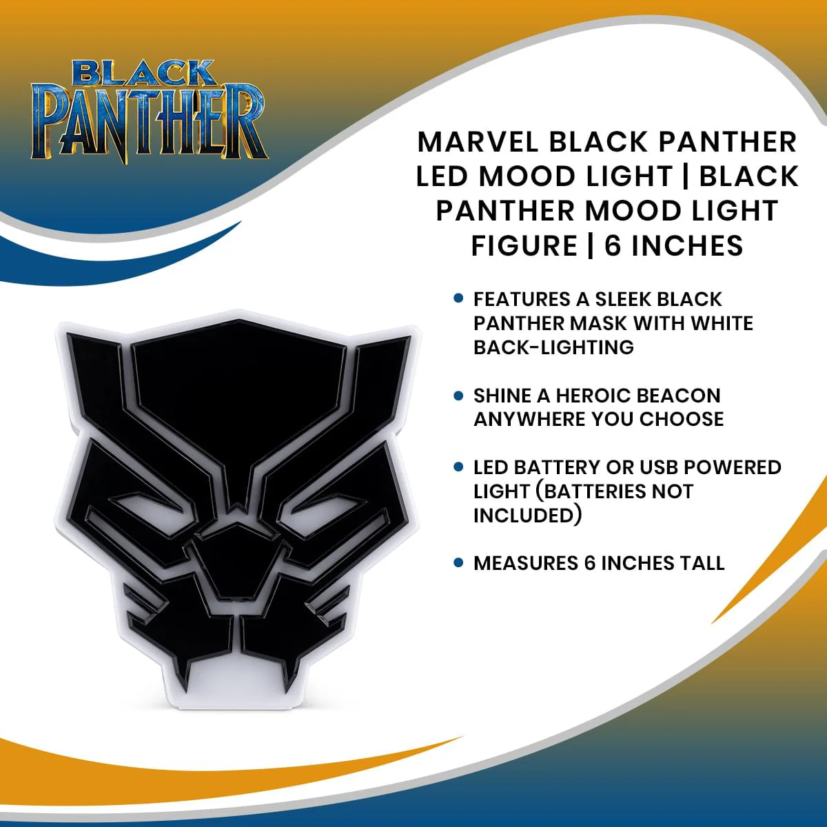 Marvel Black Panther LED Mood Light | Black Panther Mood Light Figure | 6 Inches - Image 7